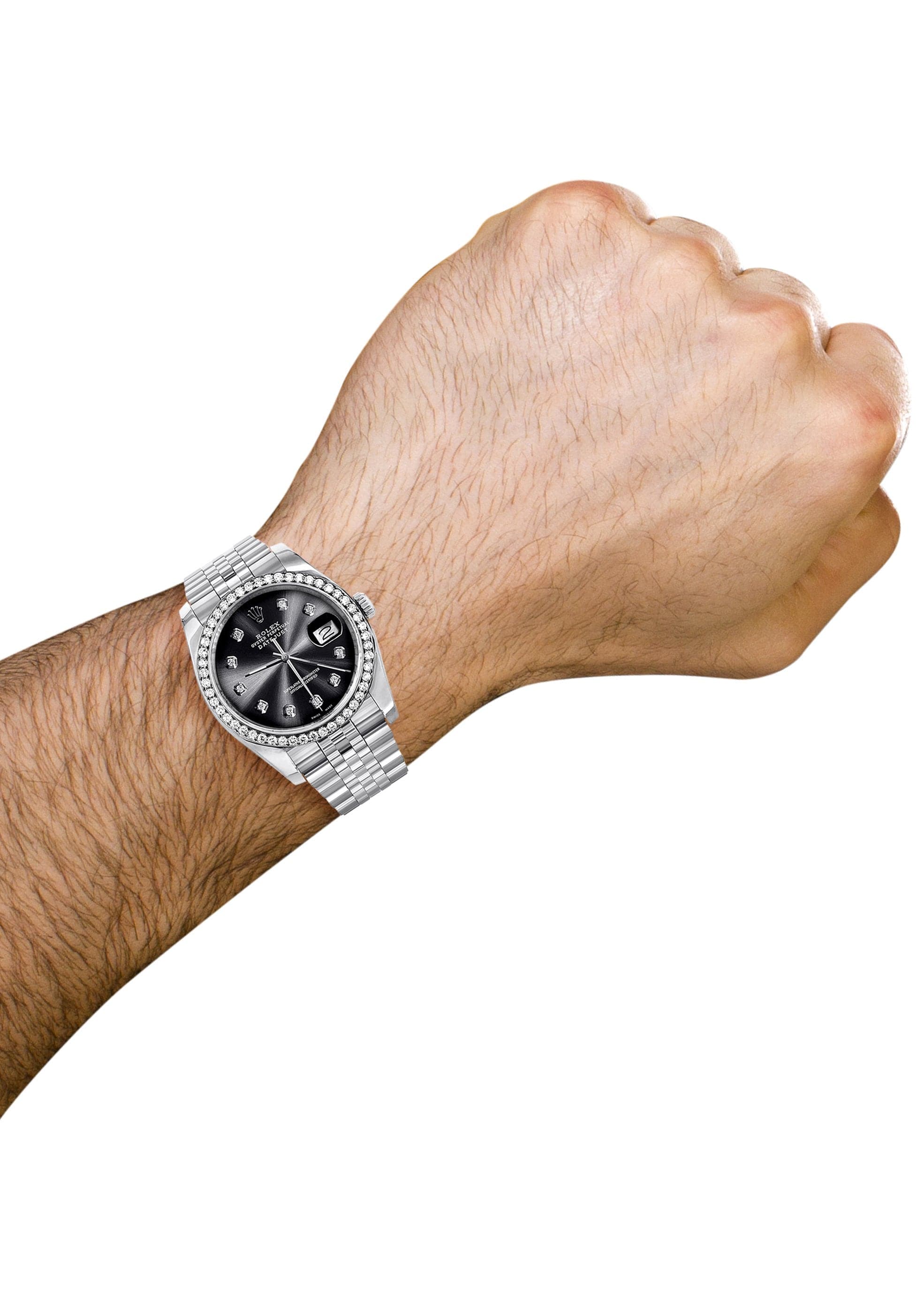 116200 | Hidden Clasp | Diamond Rolex Datejust Watch | 36Mm | Graphite Diamond Dial | Jubilee Band - Image 5