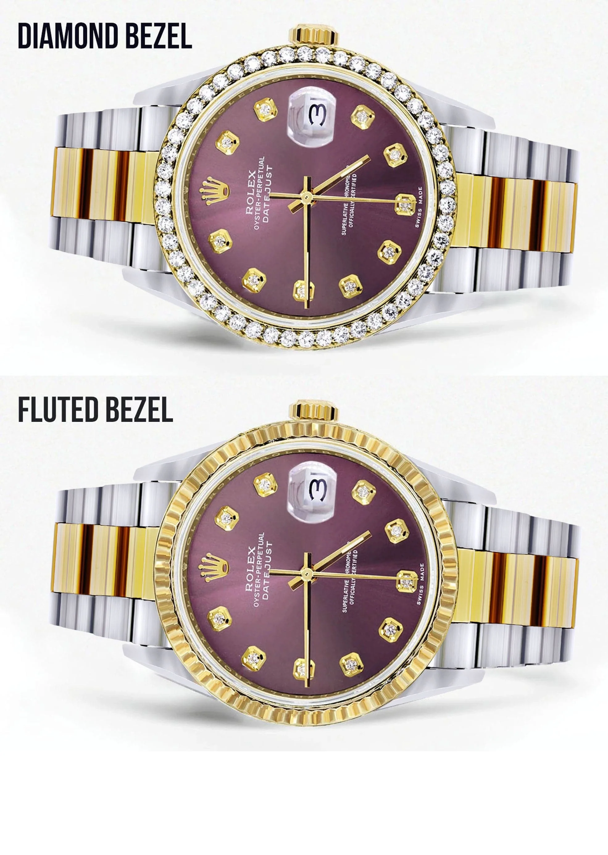 Diamond Rolex Datejust Watch for Men 16233 | 36Mm | Purple Dial | Oyster Band - Image 2