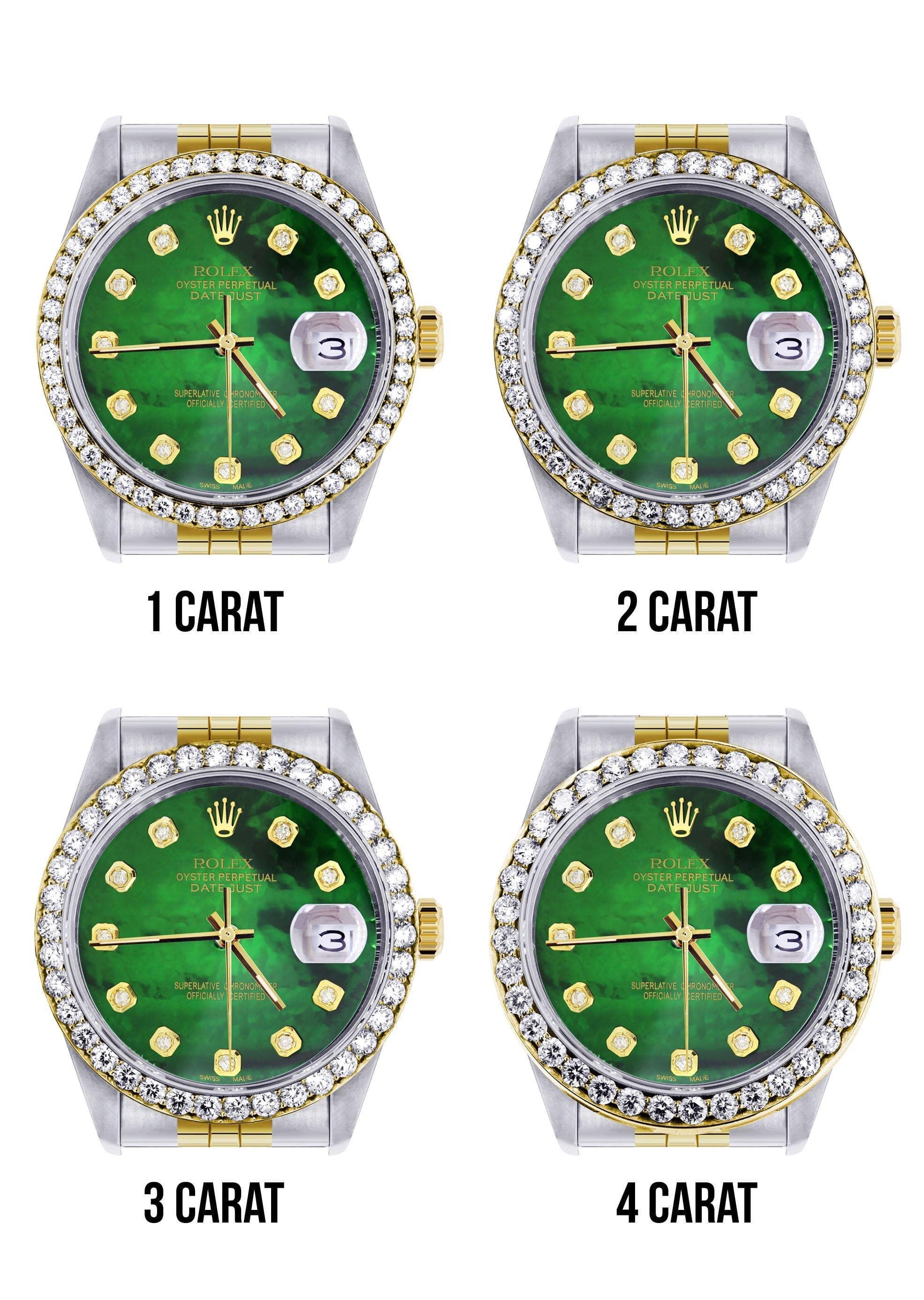 116233 | Hidden Clasp | Diamond Rolex Datejust Two Tone | 36MM | Green Diamond Mother Of Pearl Dial | Jubilee Band - Image 7