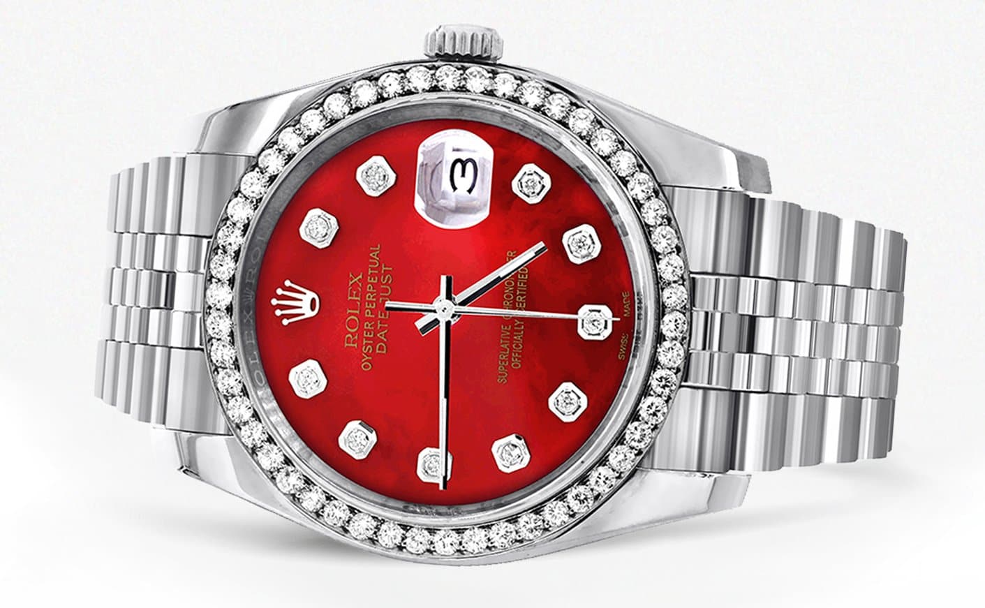 116200 | Hidden Clasp | Diamond Rolex Datejust Watch | 36Mm | Red Diamond Dial | Jubilee Band - Image 2