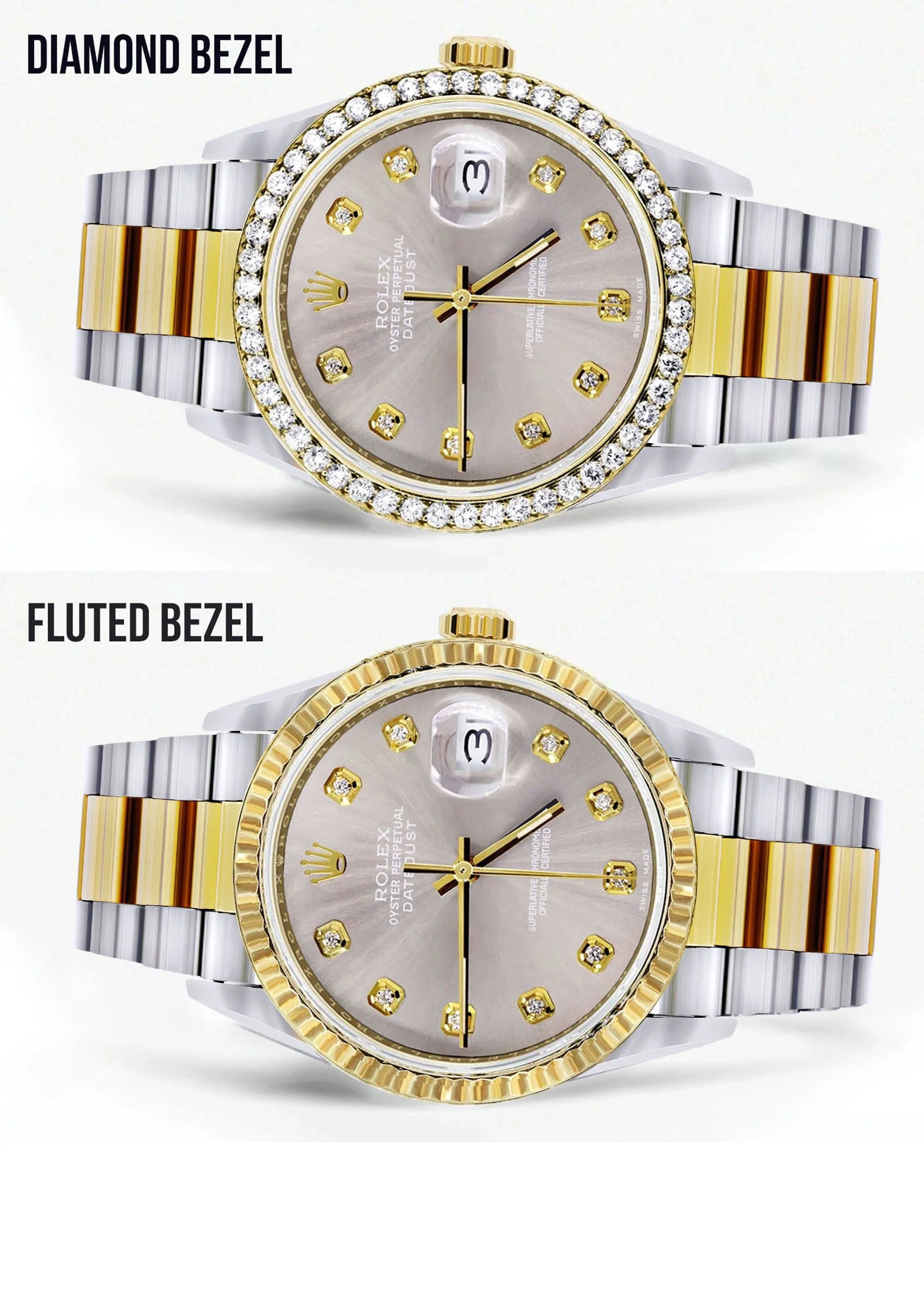 Diamond Rolex Mens Watch Datejust 16233 | 36Mm | Grey Dial | Oyster Band - Image 2
