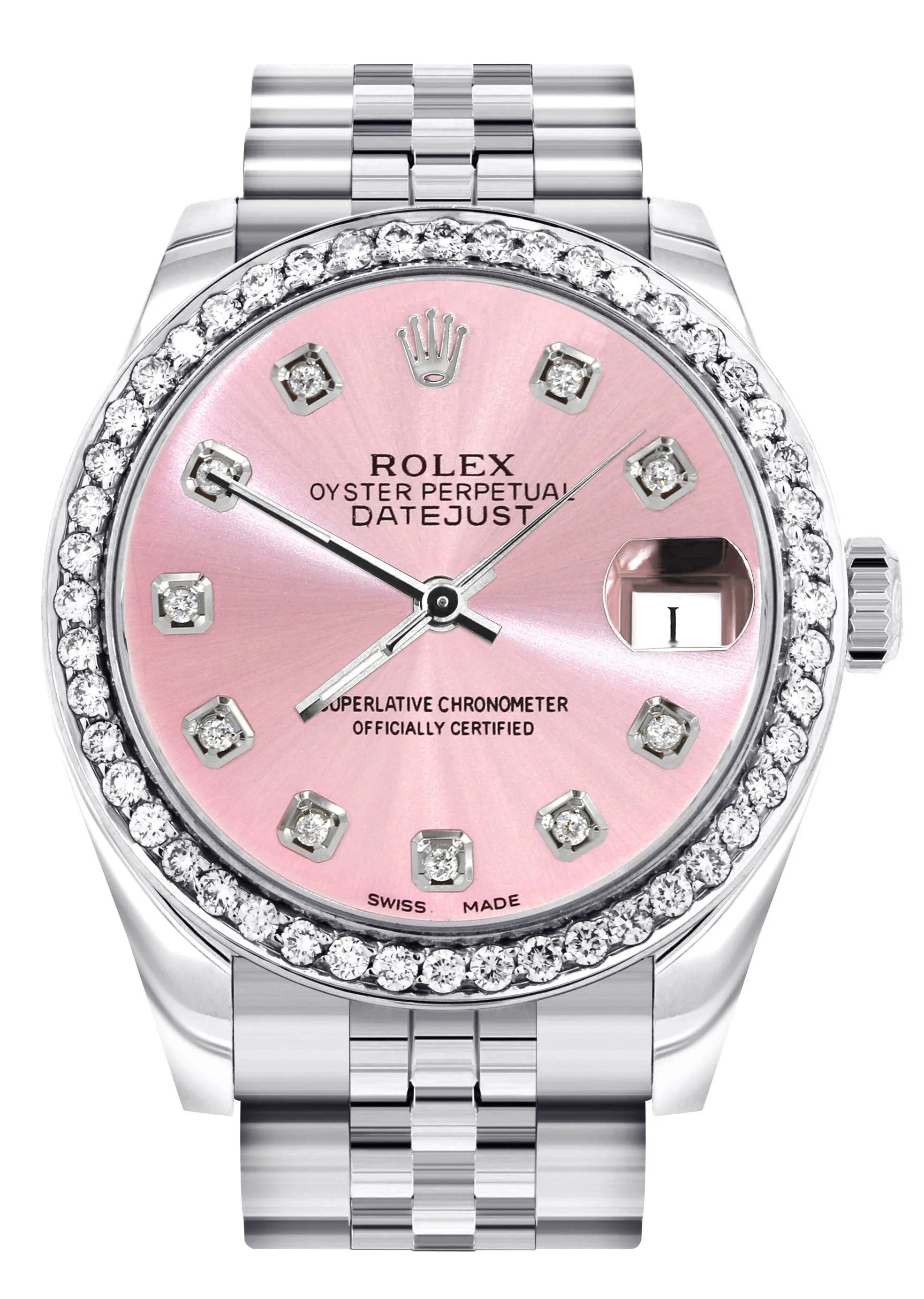 Diamond Rolex Watch | 68274 | Diamond Bezel | 31MM | Pink Diamond Dial | Jubilee Band