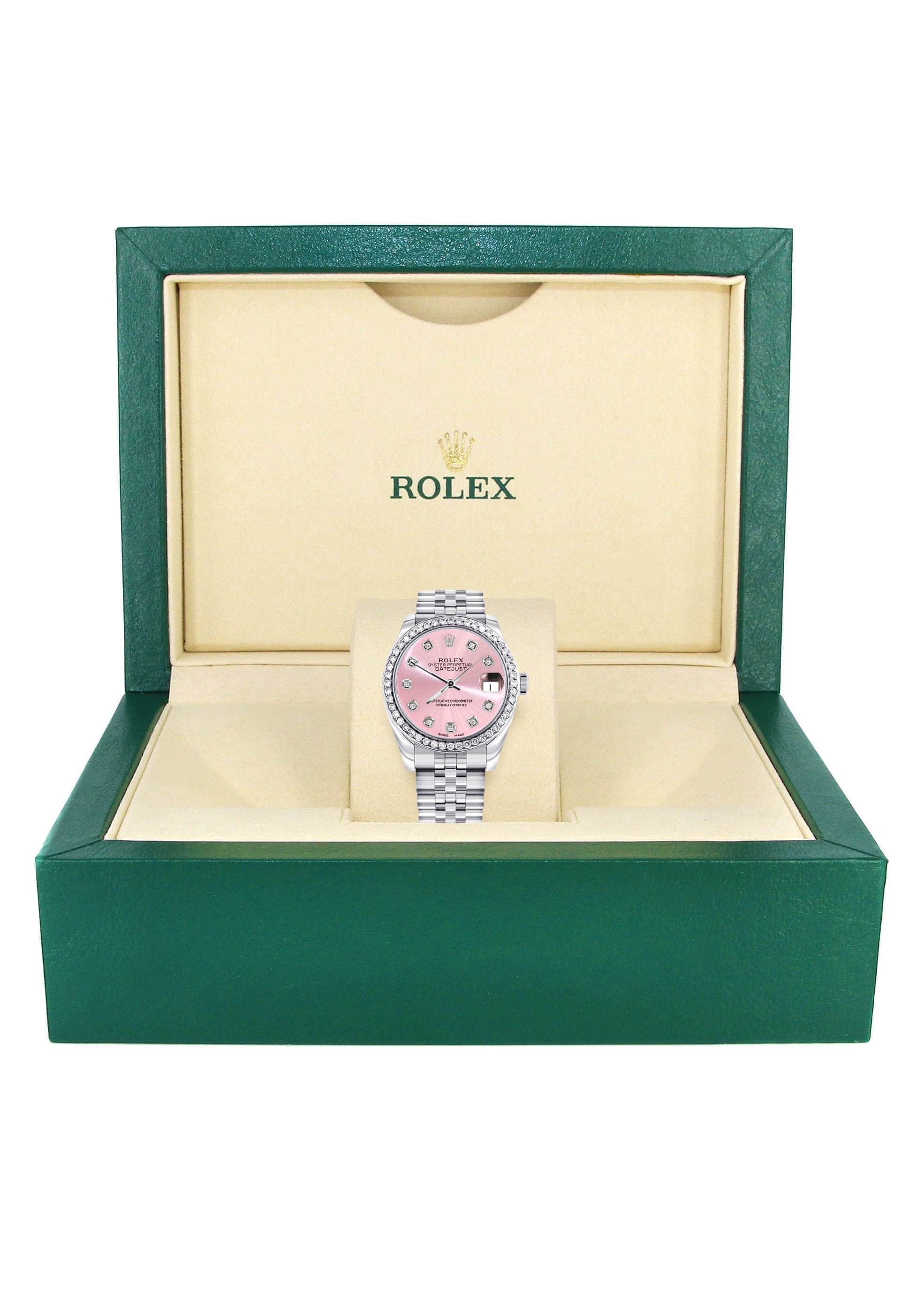Diamond Rolex Watch | 68274 | Diamond Bezel | 31MM | Pink Diamond Dial | Jubilee Band - Image 4