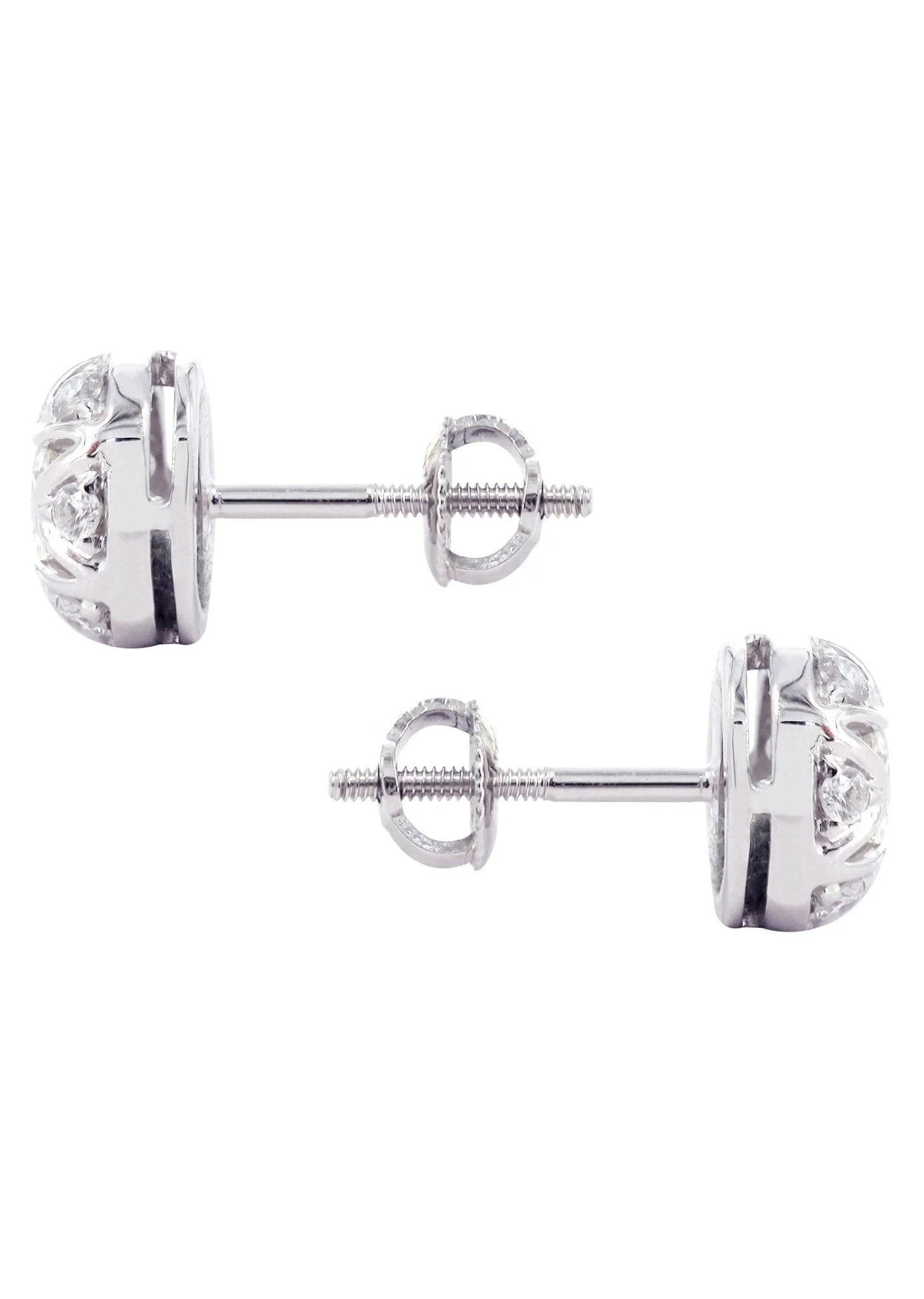 Diamond Stud Earrings For Men | 14K White Gold | 0.61 Carats - Image 2