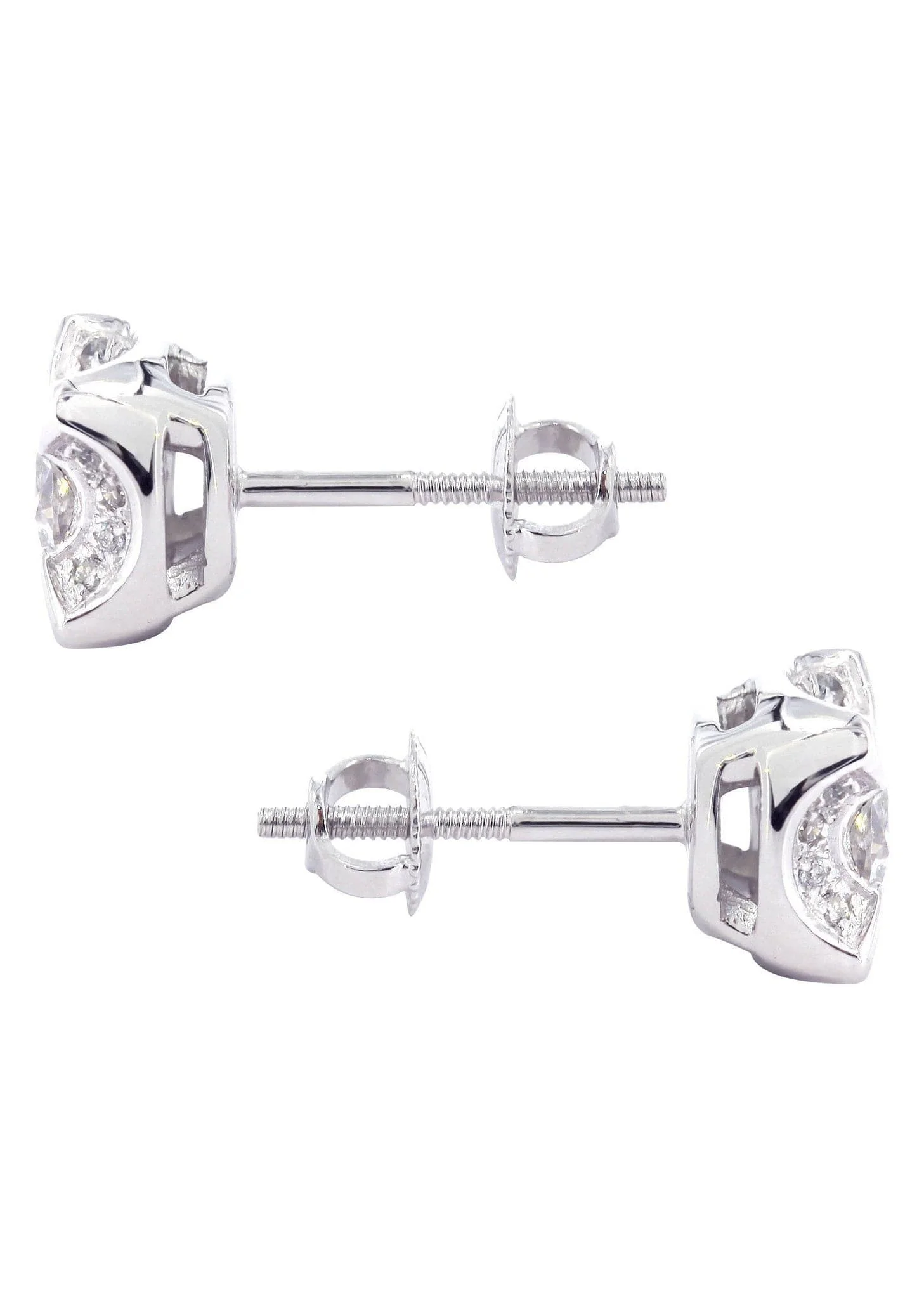 Diamond Stud Earrings For Men | 14K White Gold | 0.62 Carats - Image 2