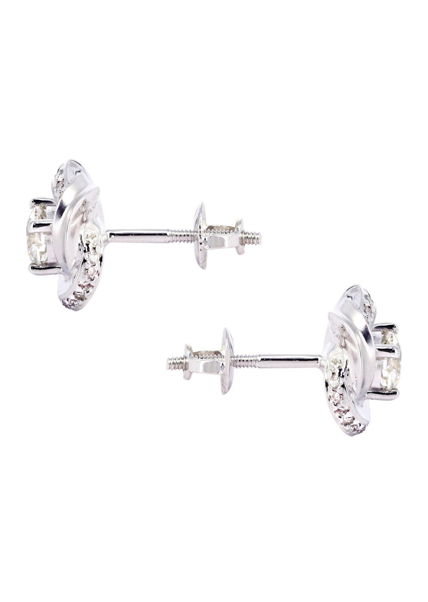 Diamond Stud Earrings For Men | 14K White Gold | 0.73 Carats - Image 2