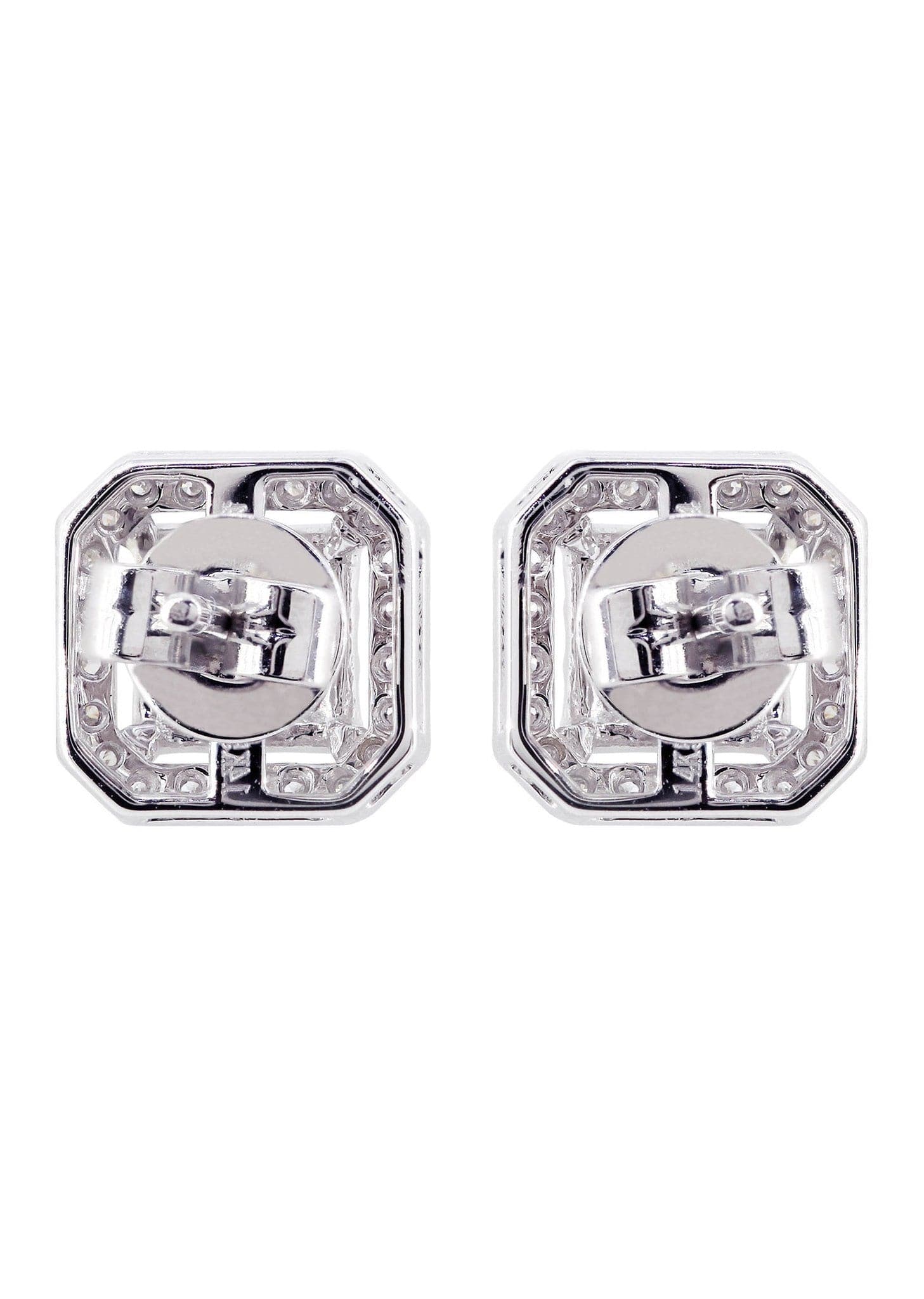 Diamond Stud Earrings For Men | 14K White Gold | 0.86 Carats - Image 3