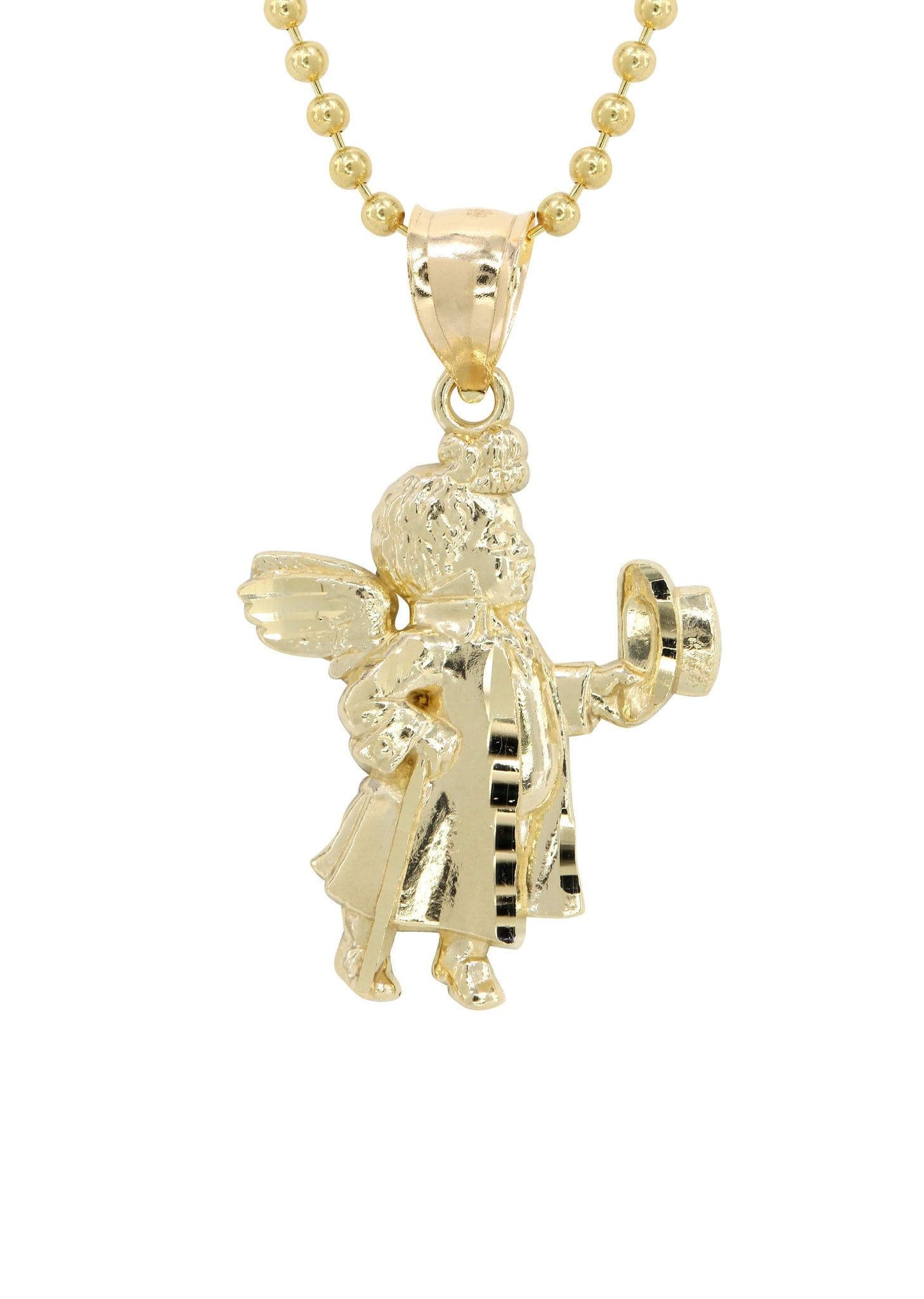 10K Yellow Gold Dog Tag Angel Necklace | Appx. 8.5 Grams - Image 2