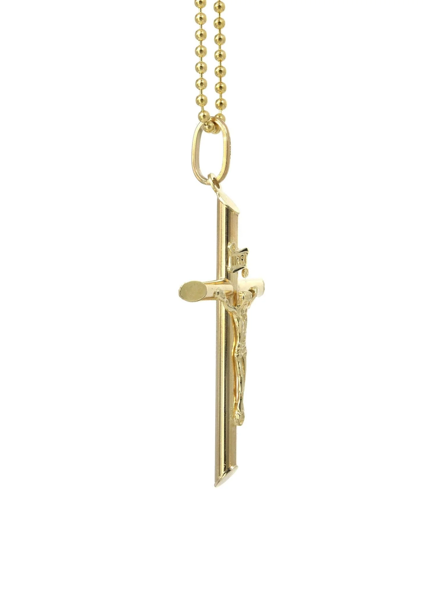 10K Yellow Gold Dog Tag  Cross / Crucifix Necklace | Appx. 9.1 Grams - Image 4