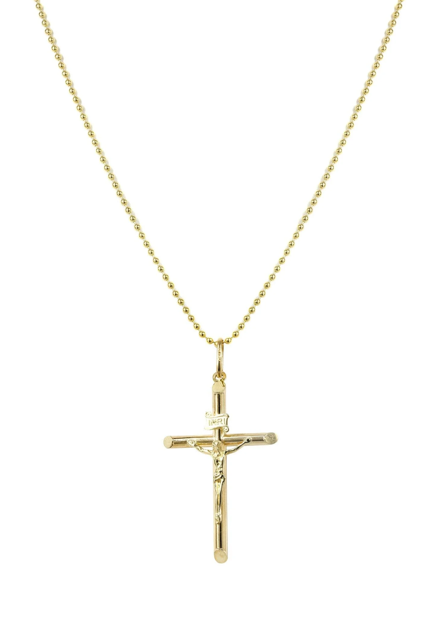 10K Yellow Gold Dog Tag  Cross / Crucifix Necklace | Appx. 9.1 Grams - Image 5