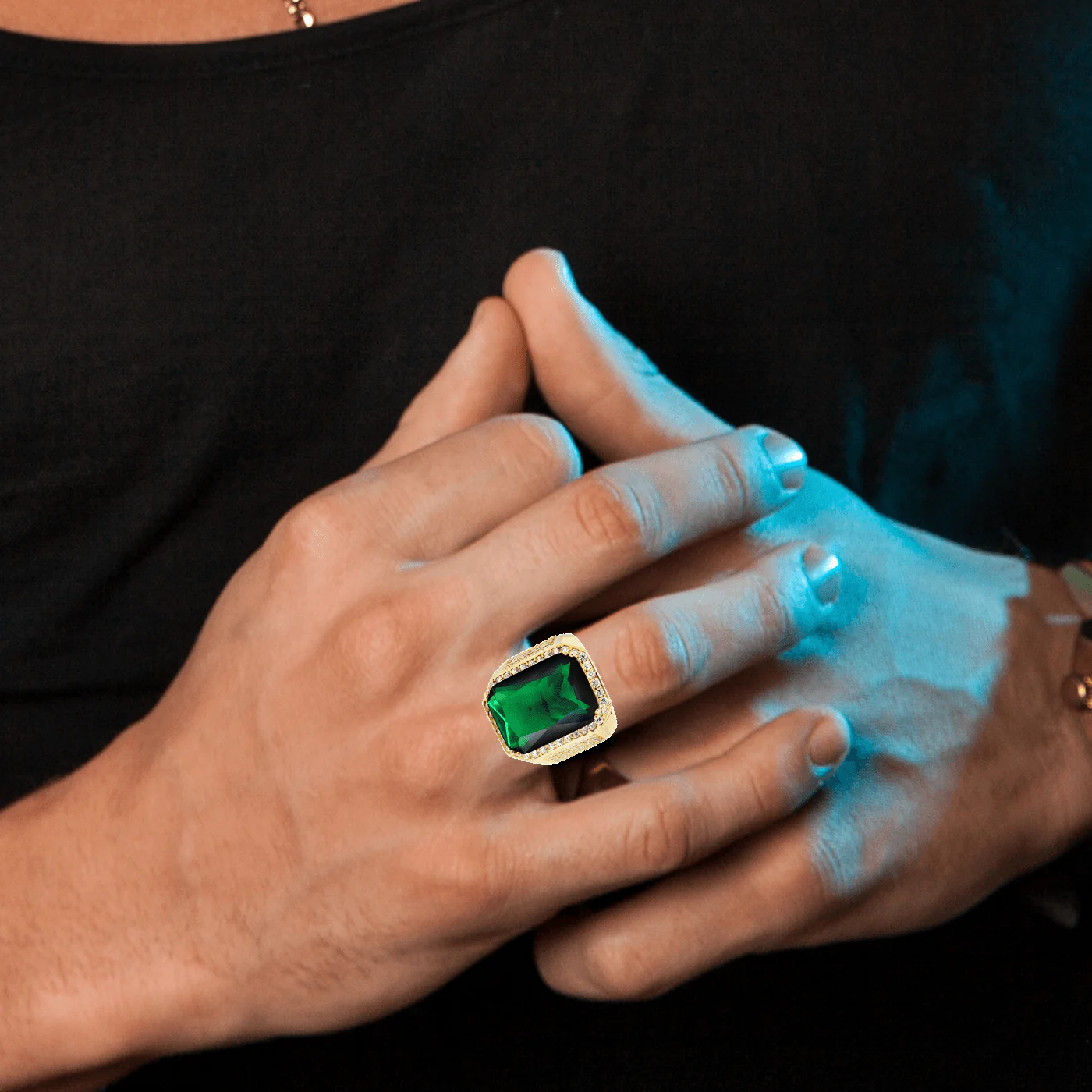 Emerald 10K Gold Mens Ring | 21.1 Grams - Image 4