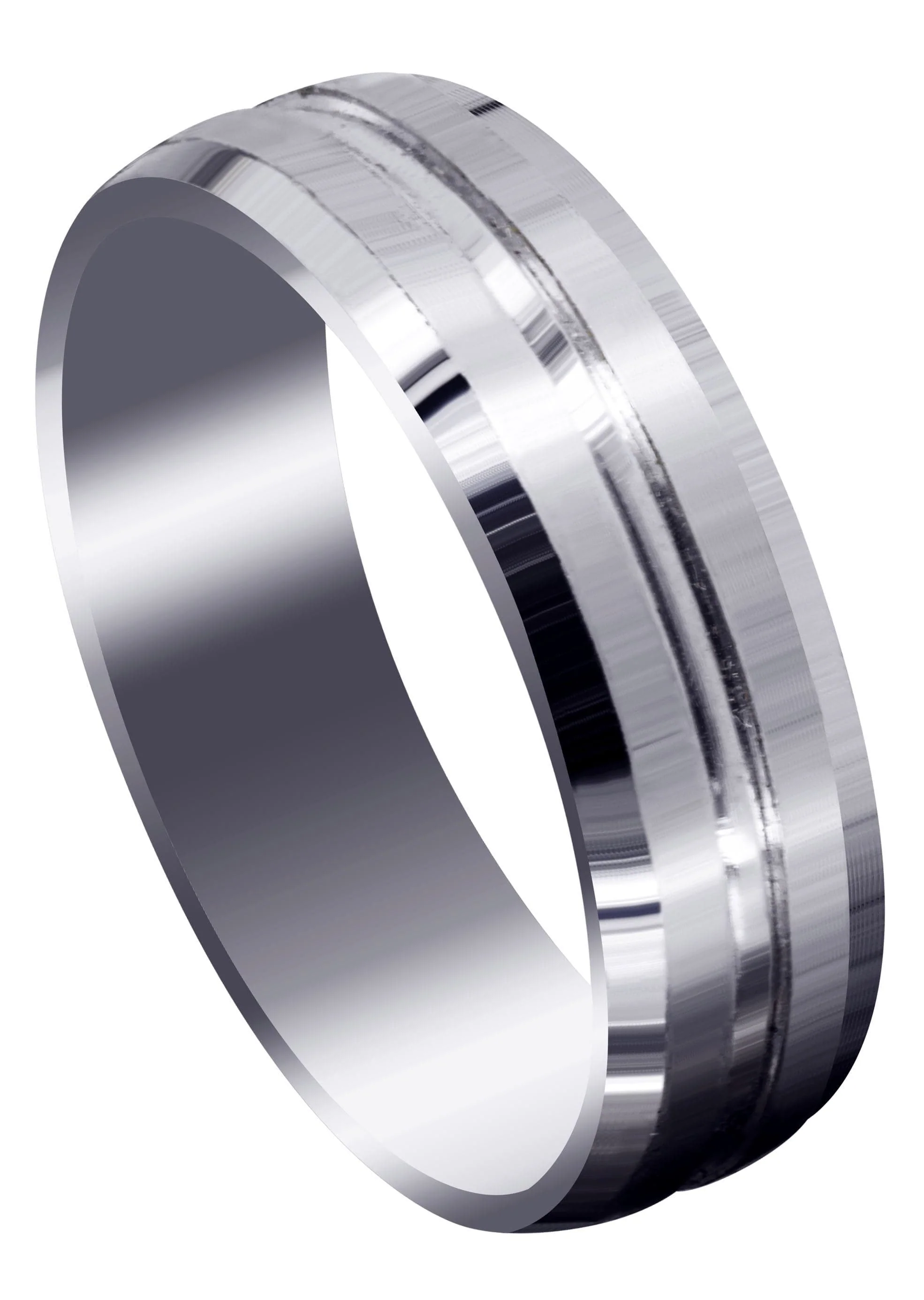 Fancy Carved Contemporary Mens Wedding Band | Satin Finish (Carter)