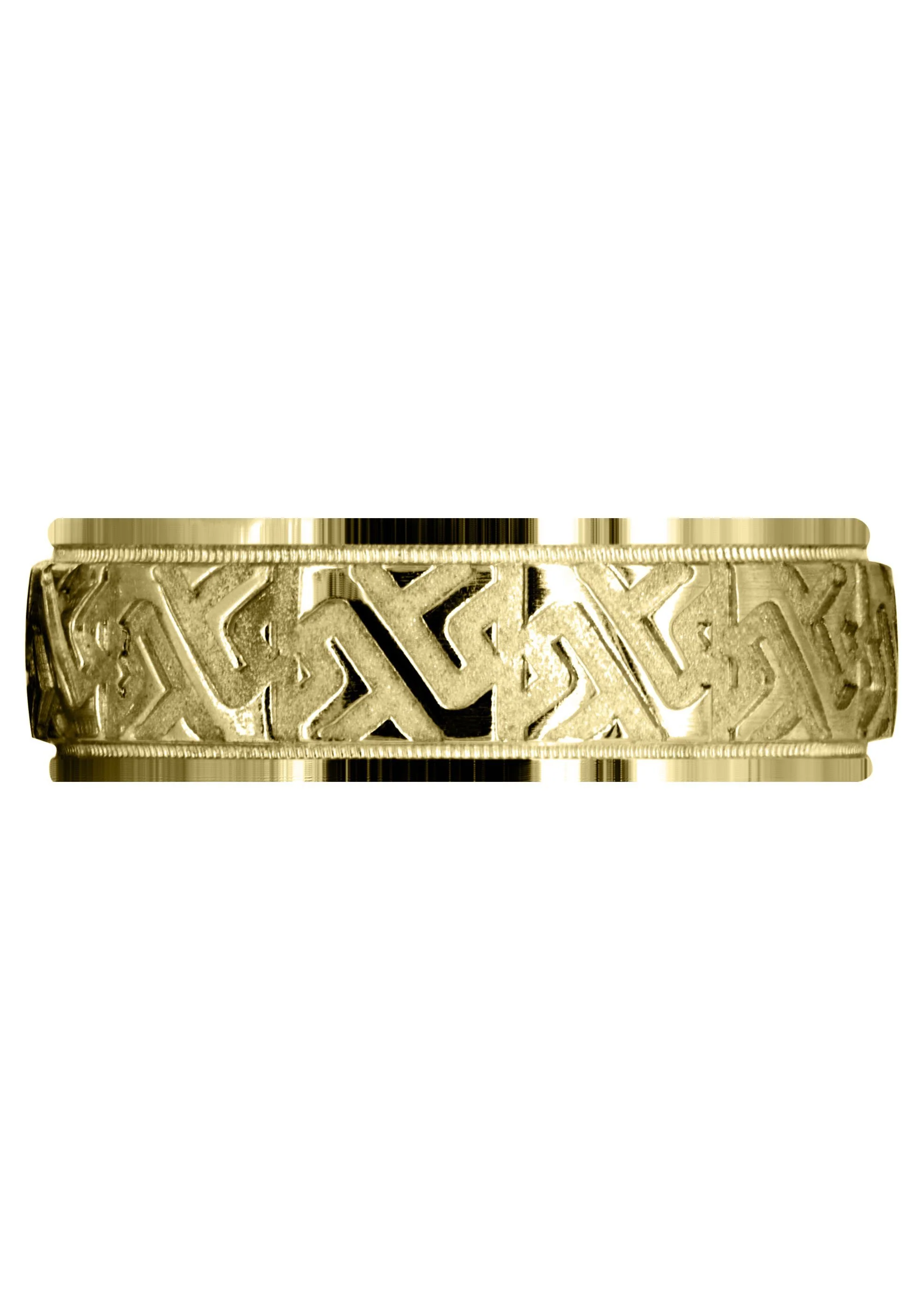 Yellow Gold Contemporary Unique Mens Wedding Band | Sand Blast / High Polish Finish (Jacob) - Image 2