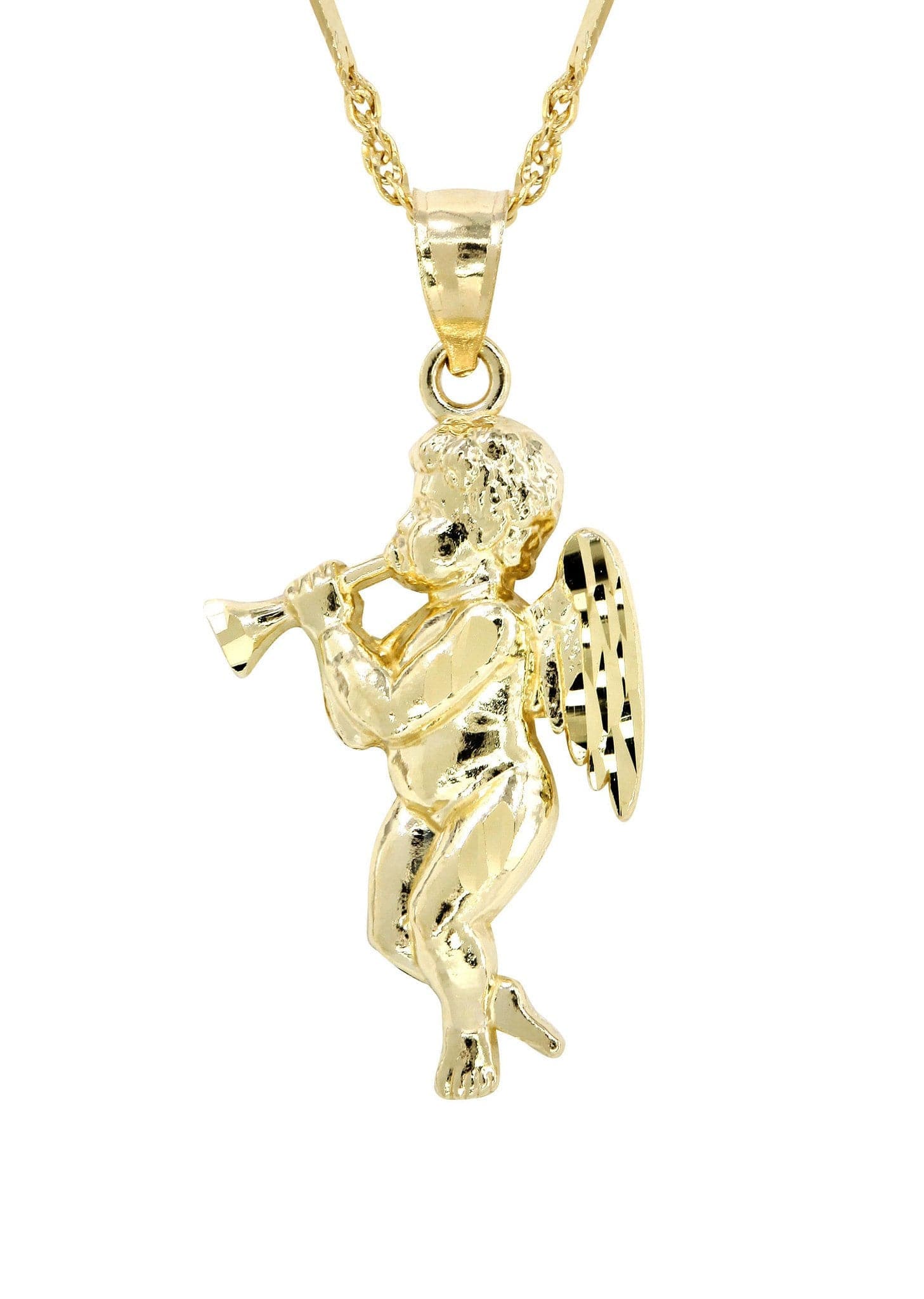 10K Yellow Gold Fancy Link Angel Necklace | Appx. 4.8 Grams - Image 2