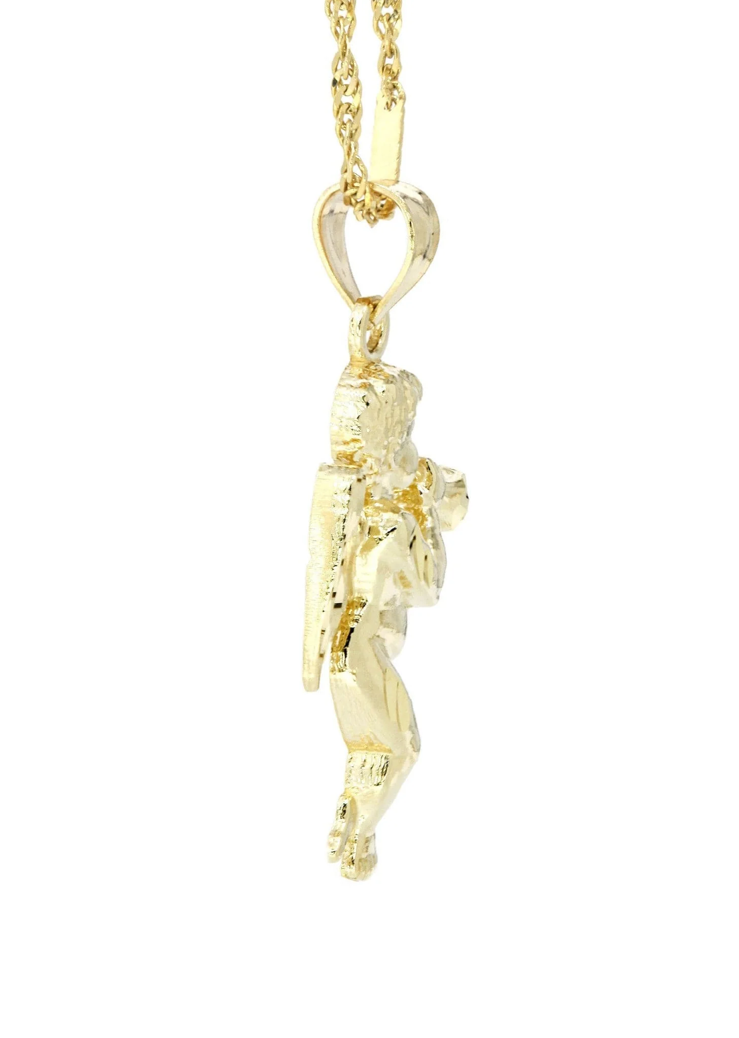 10K Yellow Gold Fancy Link Angel Necklace | Appx. 4.8 Grams - Image 4