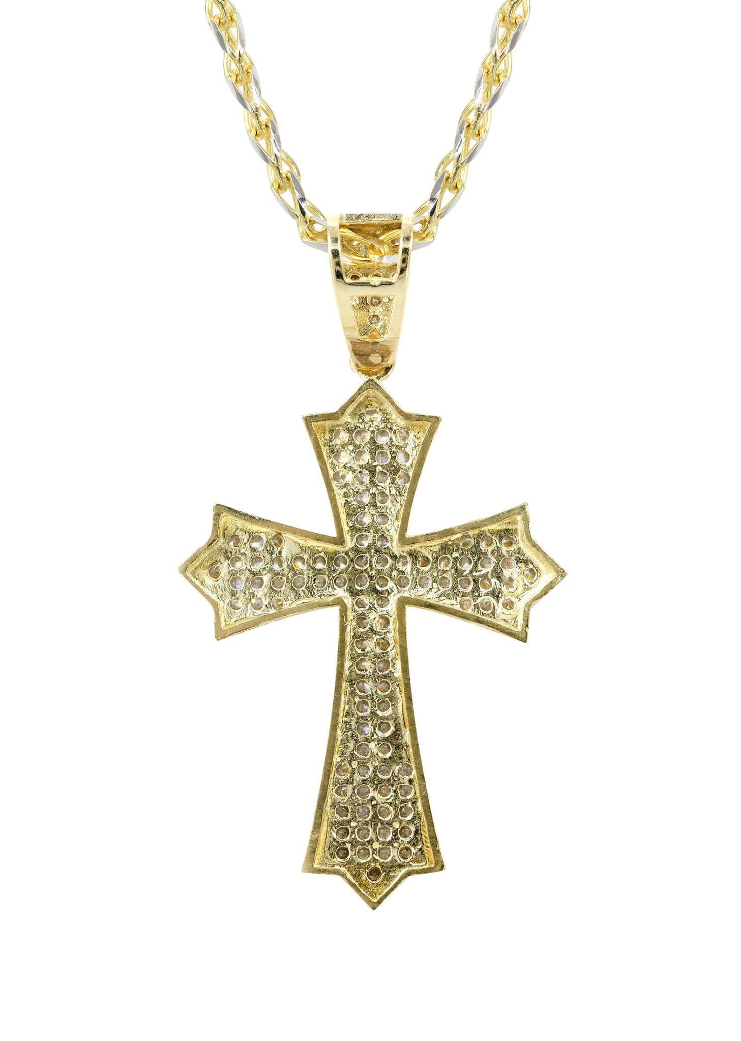 10K Yellow Gold Fancy Link Gold Cross Necklace | Appx. 12.3 Grams - Image 3