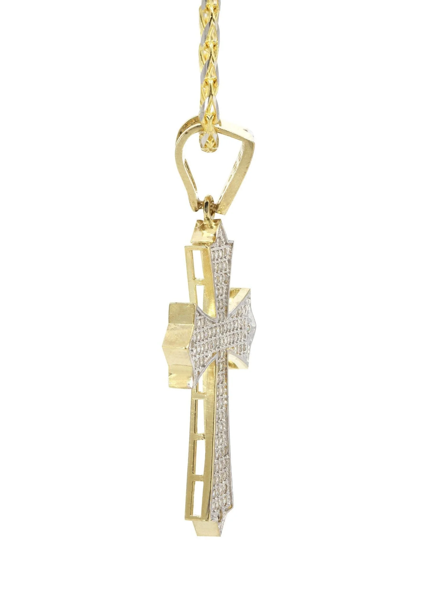 10K Yellow Gold Fancy Link Gold Cross Necklace | Appx. 12.3 Grams - Image 4
