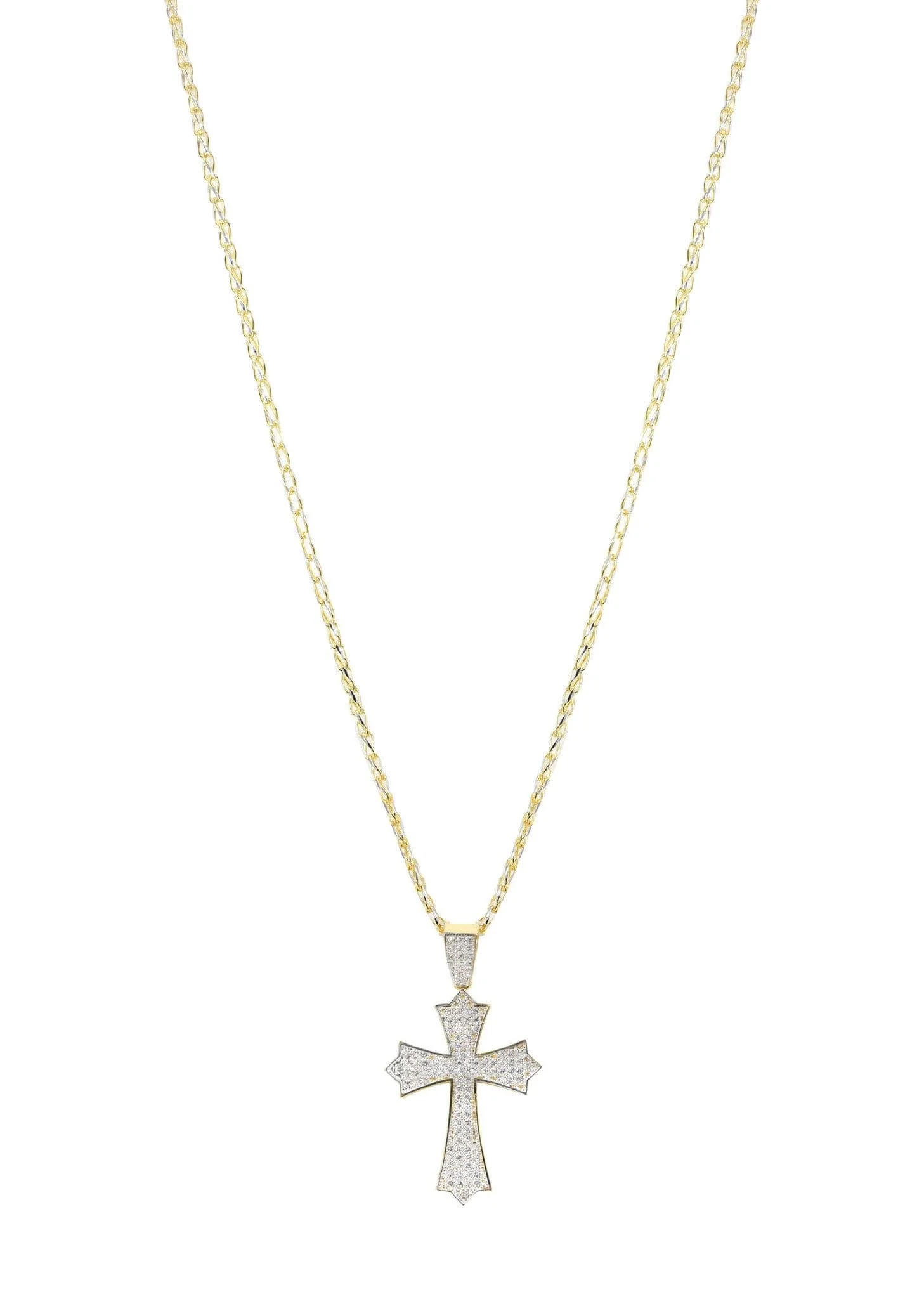 10K Yellow Gold Fancy Link Gold Cross Necklace | Appx. 12.3 Grams - Image 5