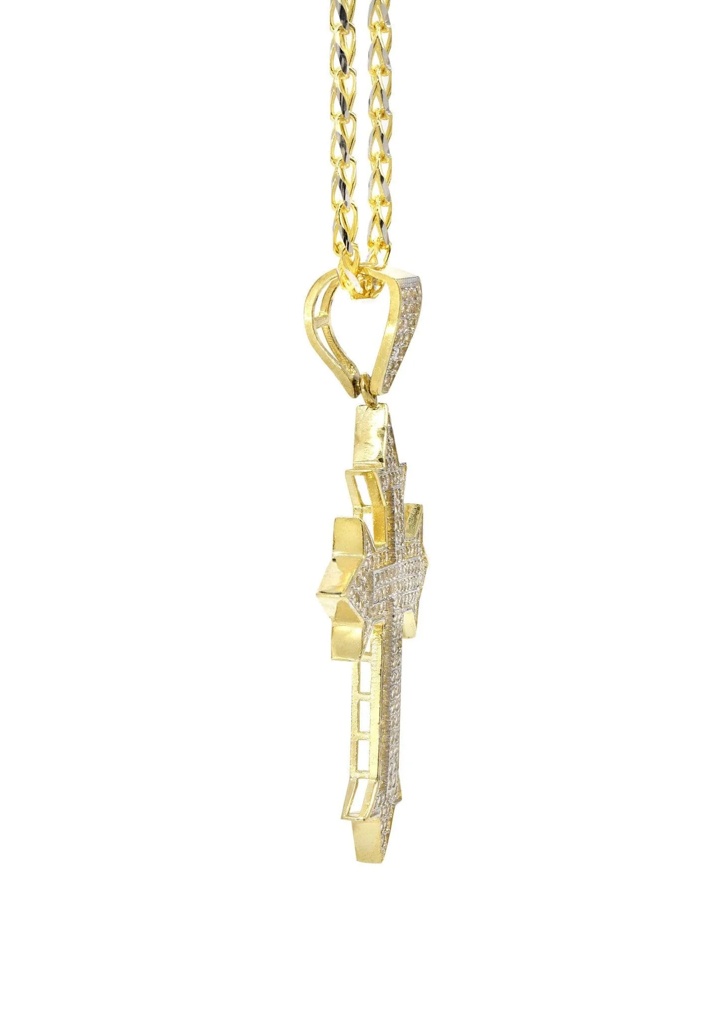 10K Yellow Gold Fancy Link Gold Cross Necklace | Appx. 13.5 Grams - Image 4