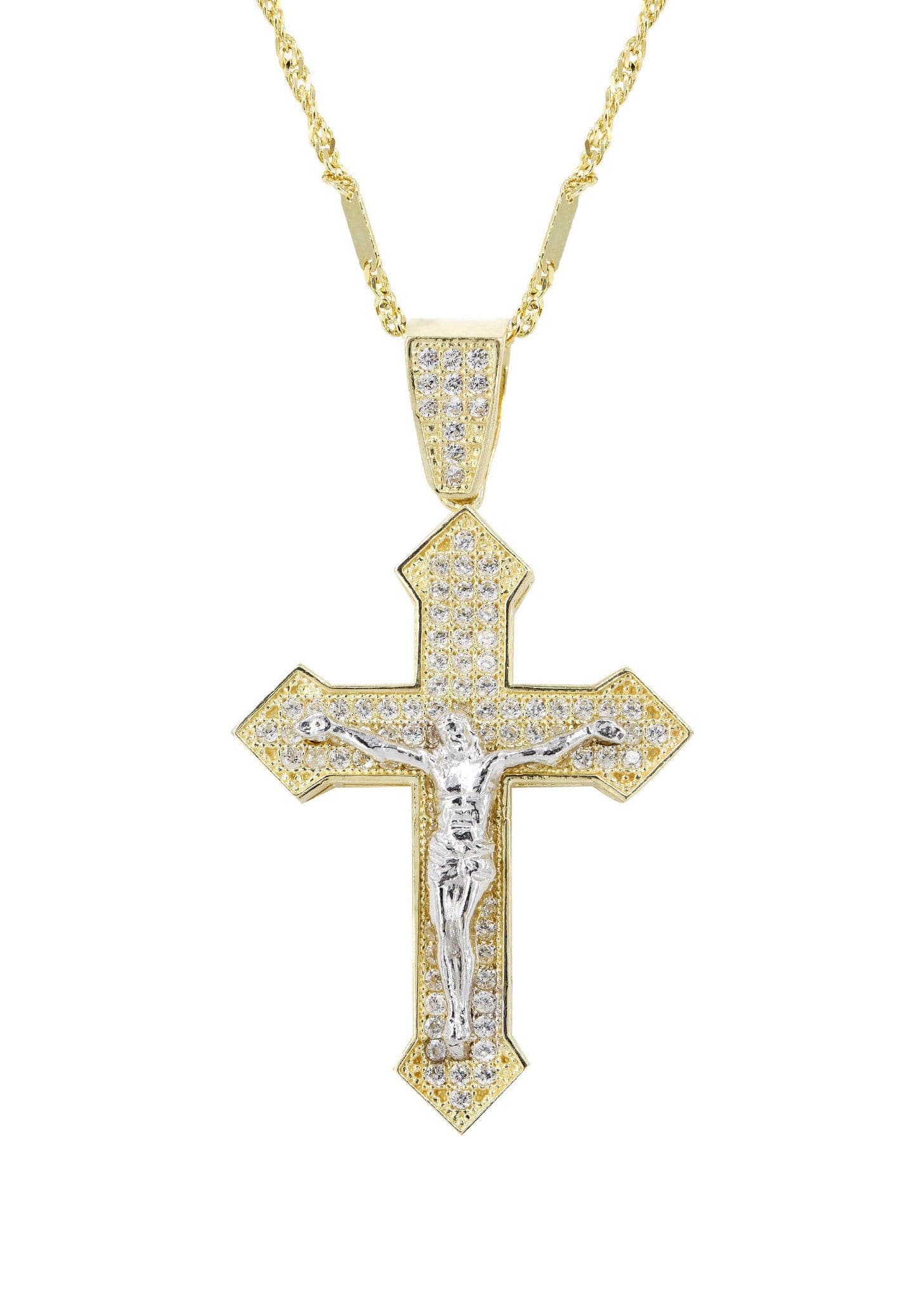 10K Yellow Gold Fancy Link Gold Cross / Crucifix Necklace | Appx. 7.4 Grams - Image 2