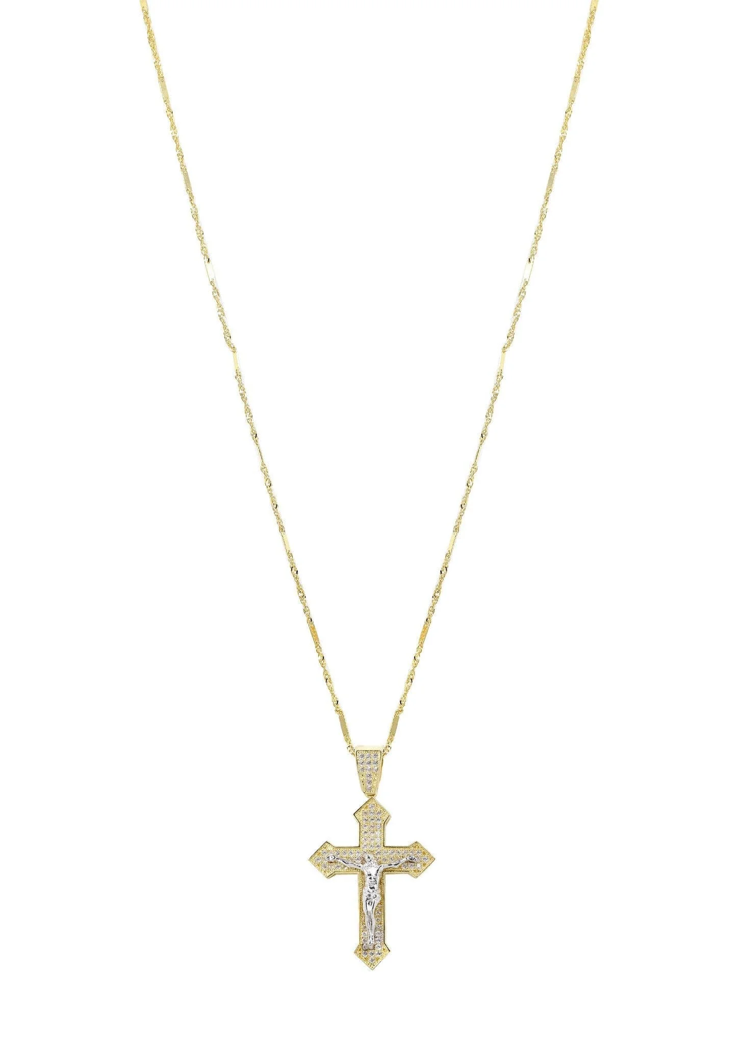 10K Yellow Gold Fancy Link Gold Cross / Crucifix Necklace | Appx. 7.4 Grams - Image 5