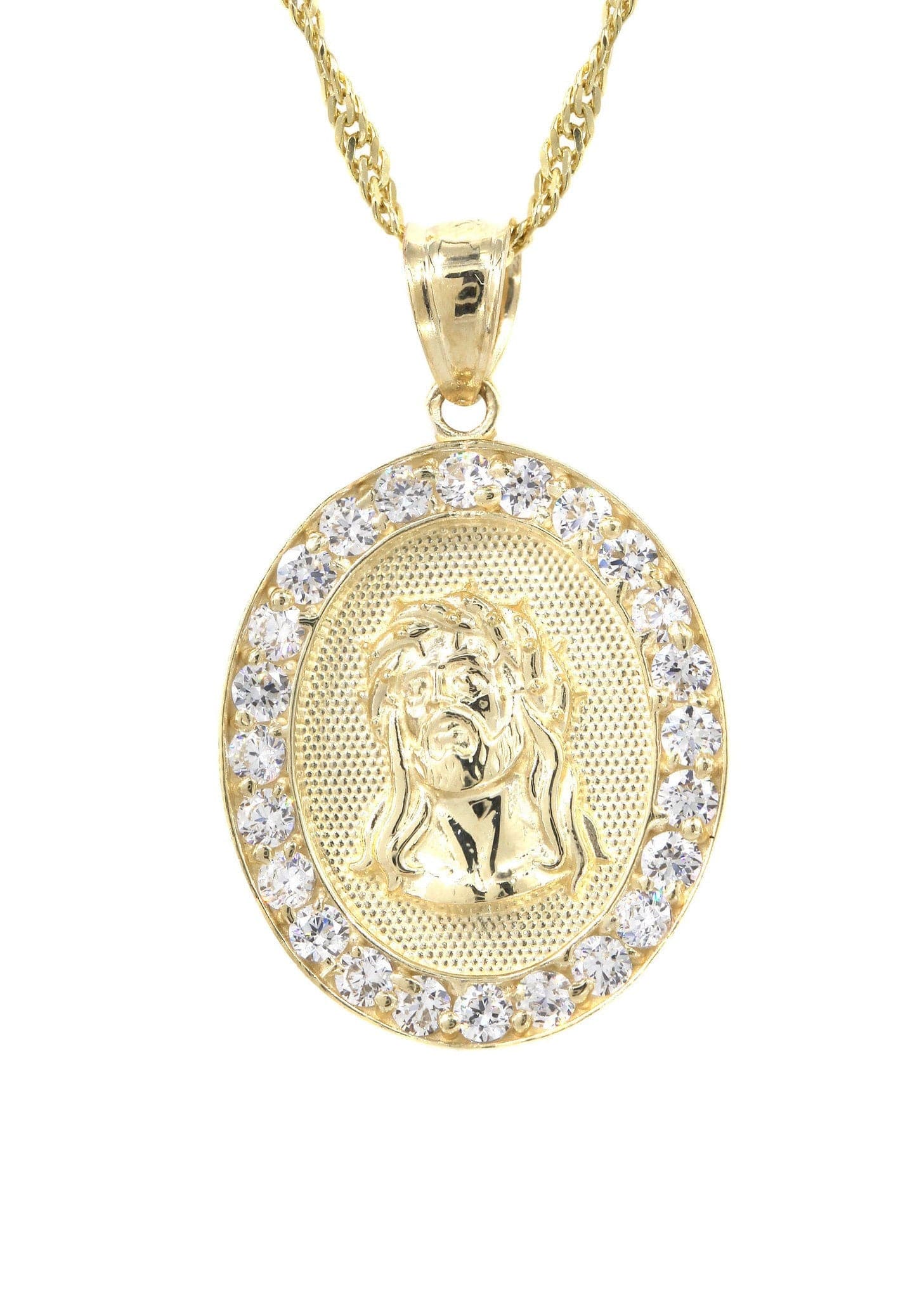 10K Yellow Gold Fancy Link  Jesus Piece Chain | Appx. 5.2 Grams - Image 2