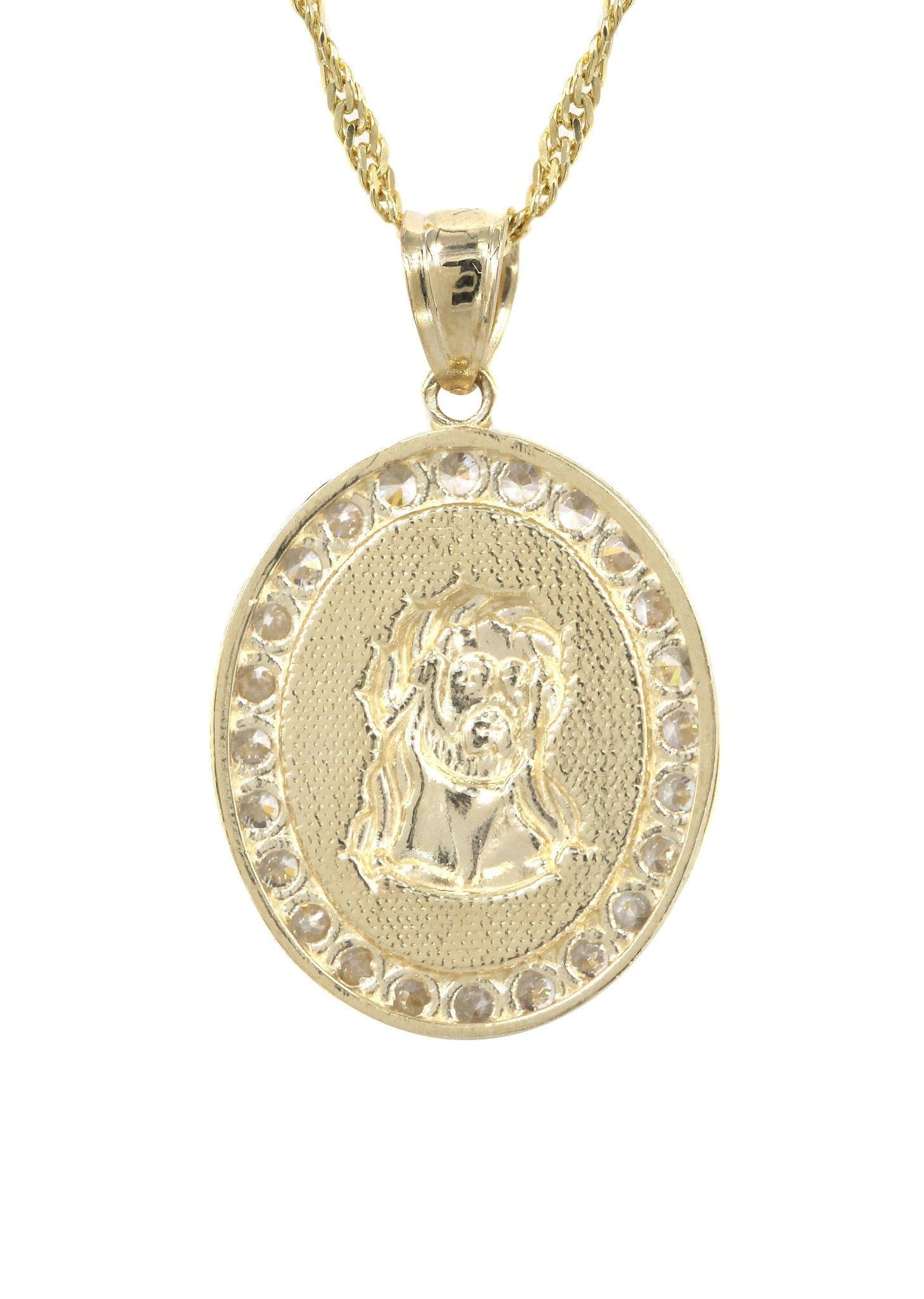 10K Yellow Gold Fancy Link  Jesus Piece Chain | Appx. 5.2 Grams - Image 3