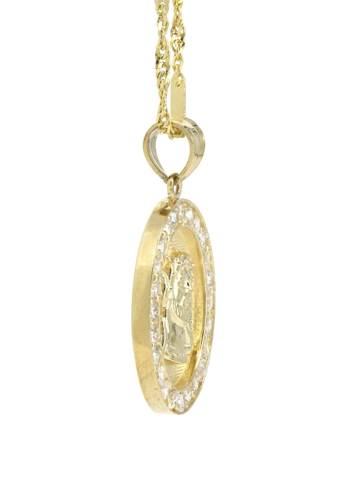 10K Yellow Gold Fancy Link  Jesus Piece Chain | Appx. 5.2 Grams - Image 4