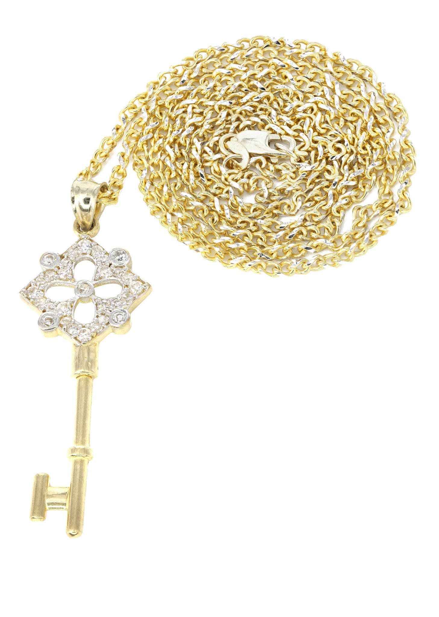 10K Yellow Gold Fancy Link Key Necklace | Appx. 9.3 Gram