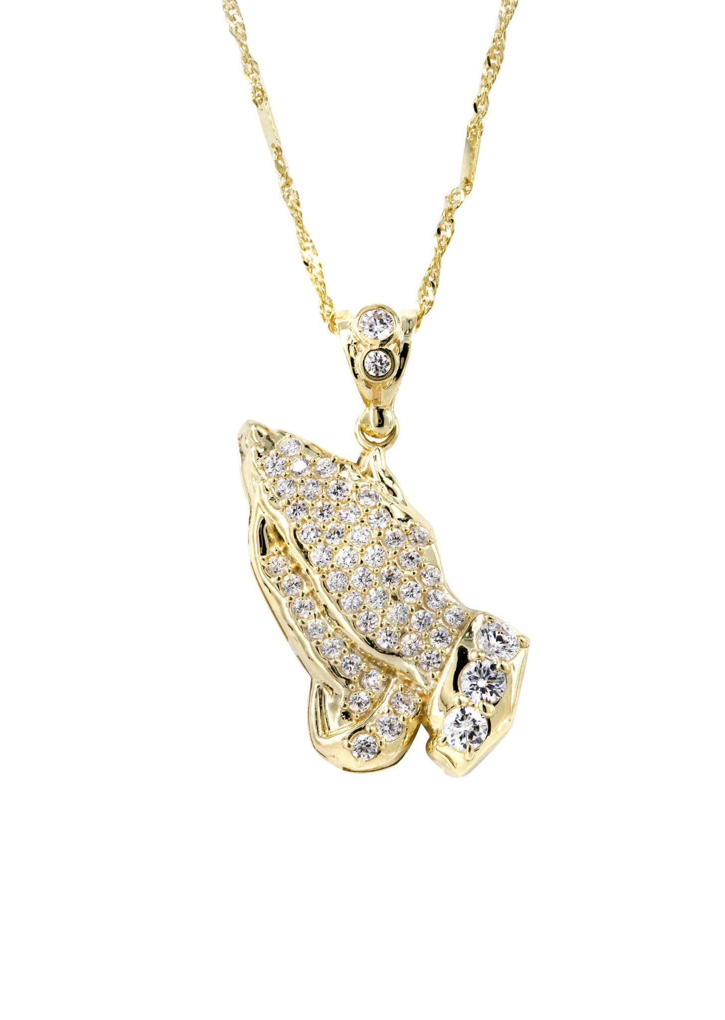 10K Yellow Gold Fancy Link Praying Hands Pendnat | Appx. 9.1 Grams - Image 2