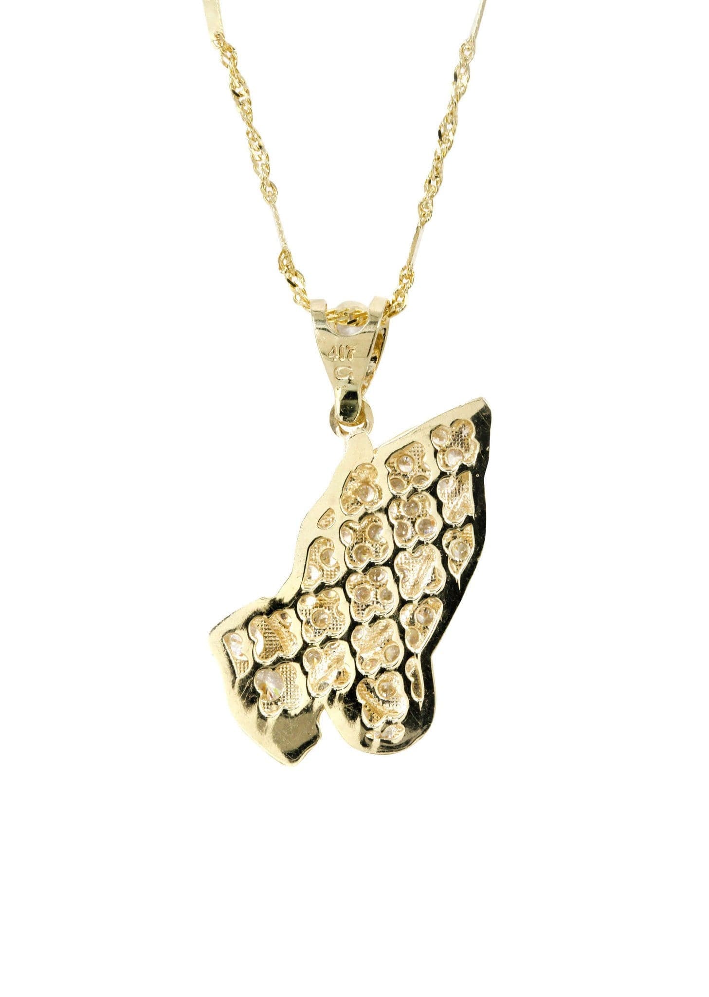 10K Yellow Gold Fancy Link Praying Hands Pendnat | Appx. 9.1 Grams - Image 3