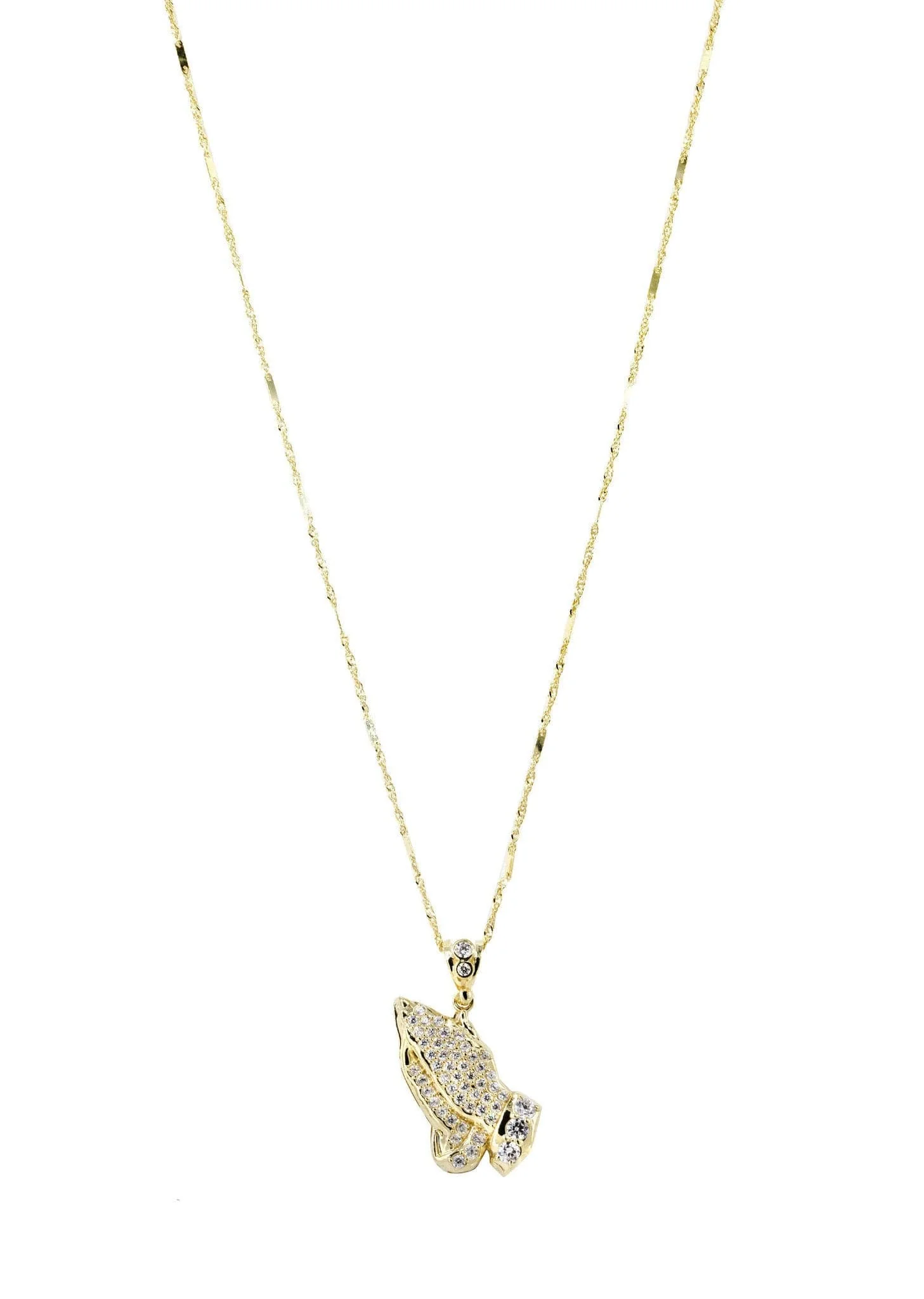 10K Yellow Gold Fancy Link Praying Hands Pendnat | Appx. 9.1 Grams - Image 5