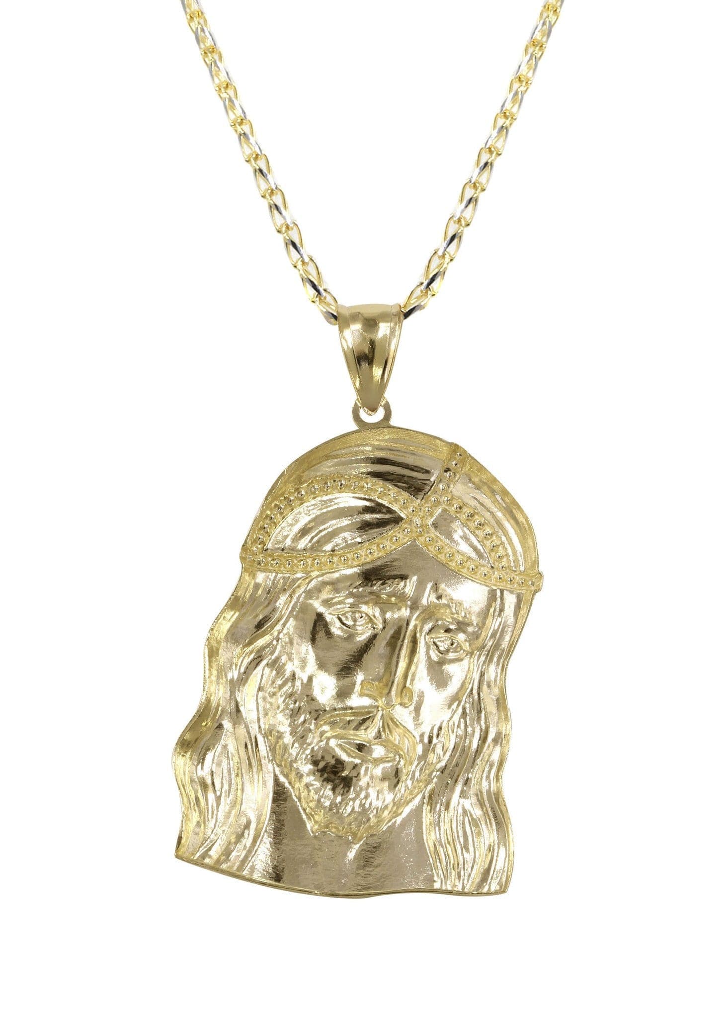 10K Yellow Gold Fancy Link Jesus Piece Chain | Appx. 15.2 Grams - Image 3