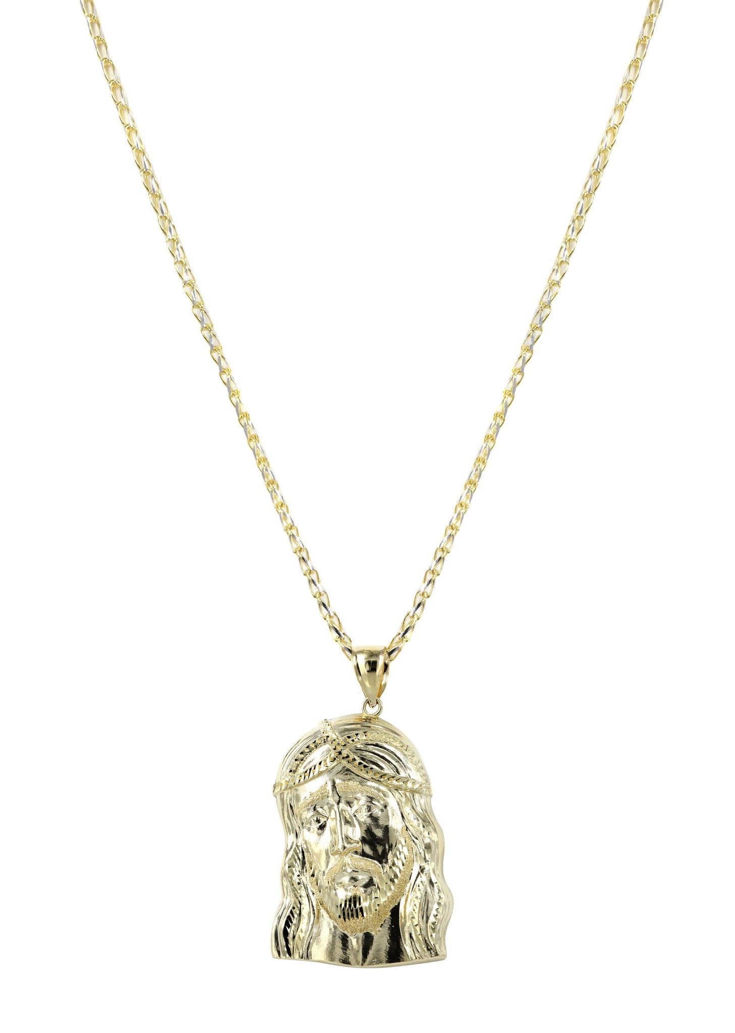 10K Yellow Gold Fancy Link Jesus Piece Chain | Appx. 15.2 Grams - Image 5