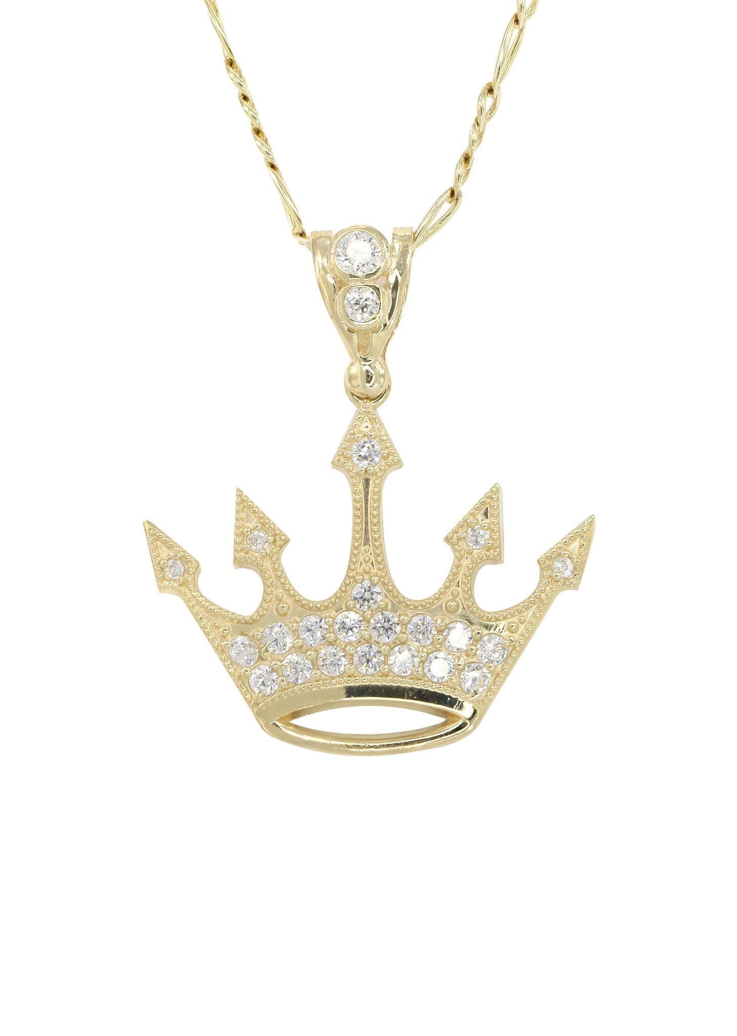 10K Yellow Gold Figaro  Crown Necklace | Appx. 8.2 Grams - Image 2