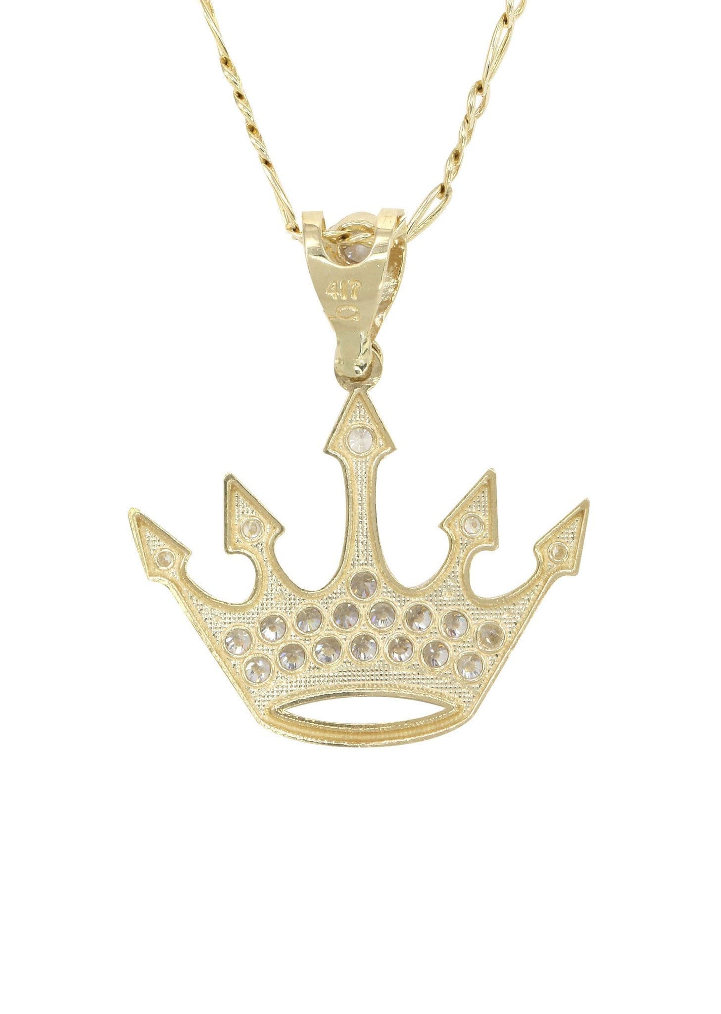 10K Yellow Gold Figaro  Crown Necklace | Appx. 8.2 Grams - Image 4
