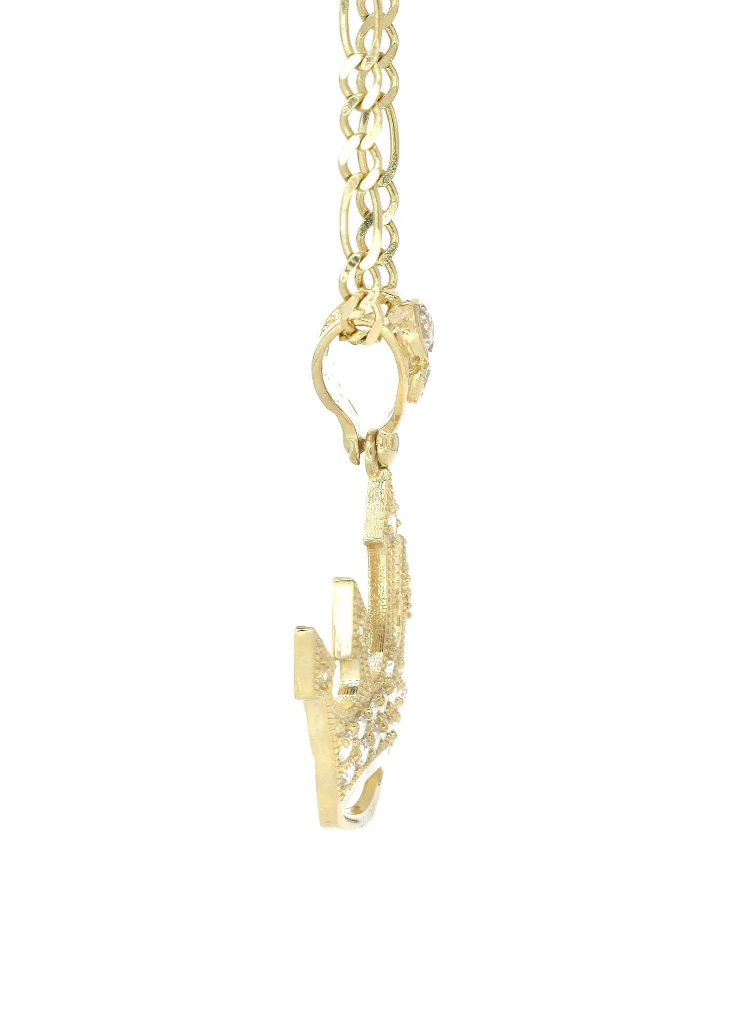 10K Yellow Gold Figaro  Crown Necklace | Appx. 8.2 Grams - Image 5
