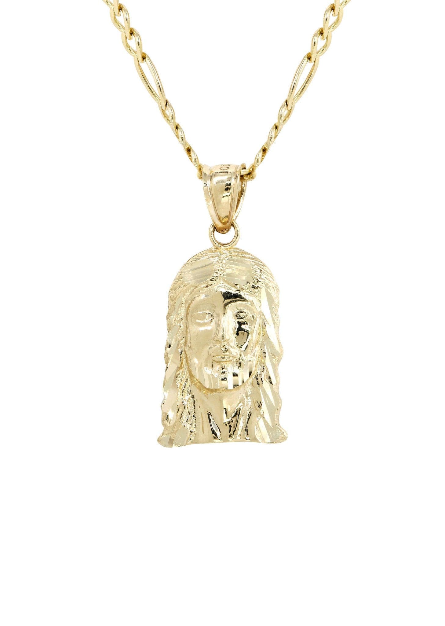 10K Yellow Gold Figaro Jesus Piece Chain | Appx. 6.2 Grams - Image 2
