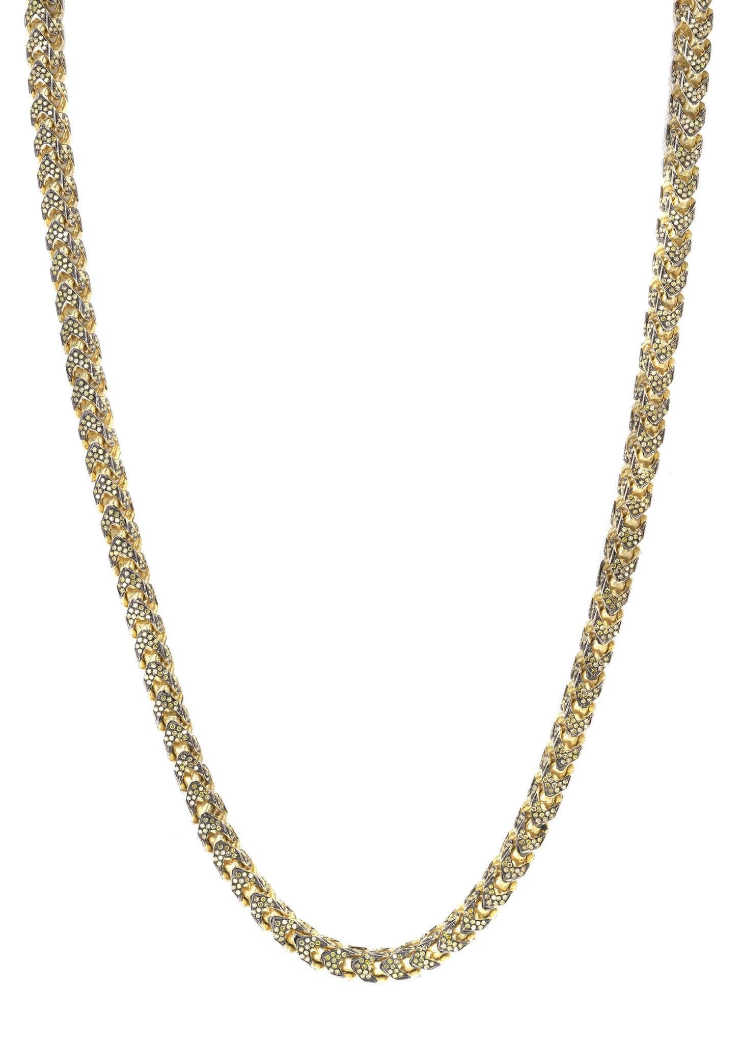Franco Chain With Yellow Diamonds | 11.15 Carats | 6 Mm Width | 24 Inch Length - Image 4