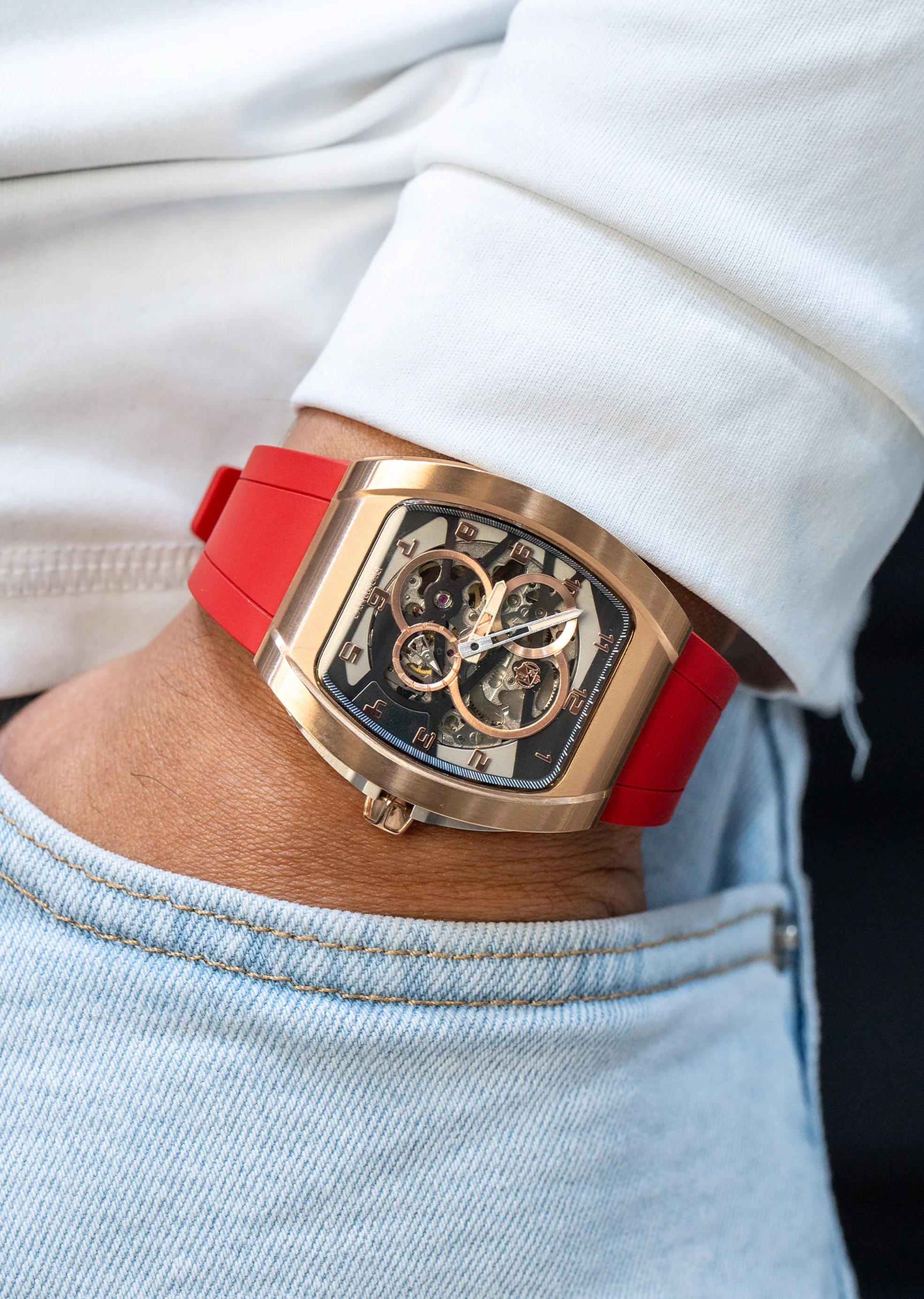 Frost NYC Mens Watch - Automatic Skeleton Rose Sport Watch | FRST-01-RC | Red - Image 2