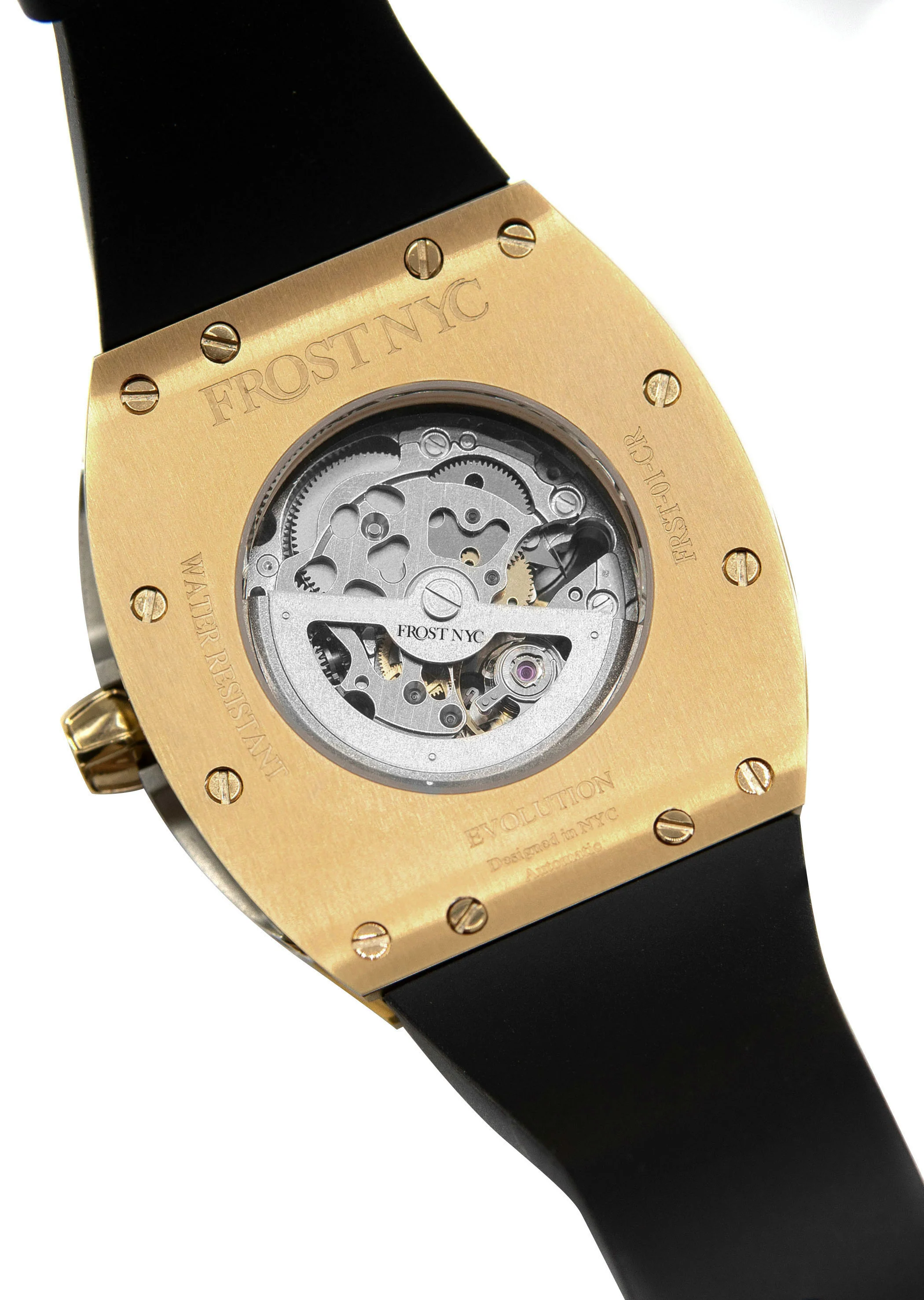Frost NYC Mens Watch - Automatic  Skeleton Sport Gold Watch | FRST-01-CY| Black - Image 8