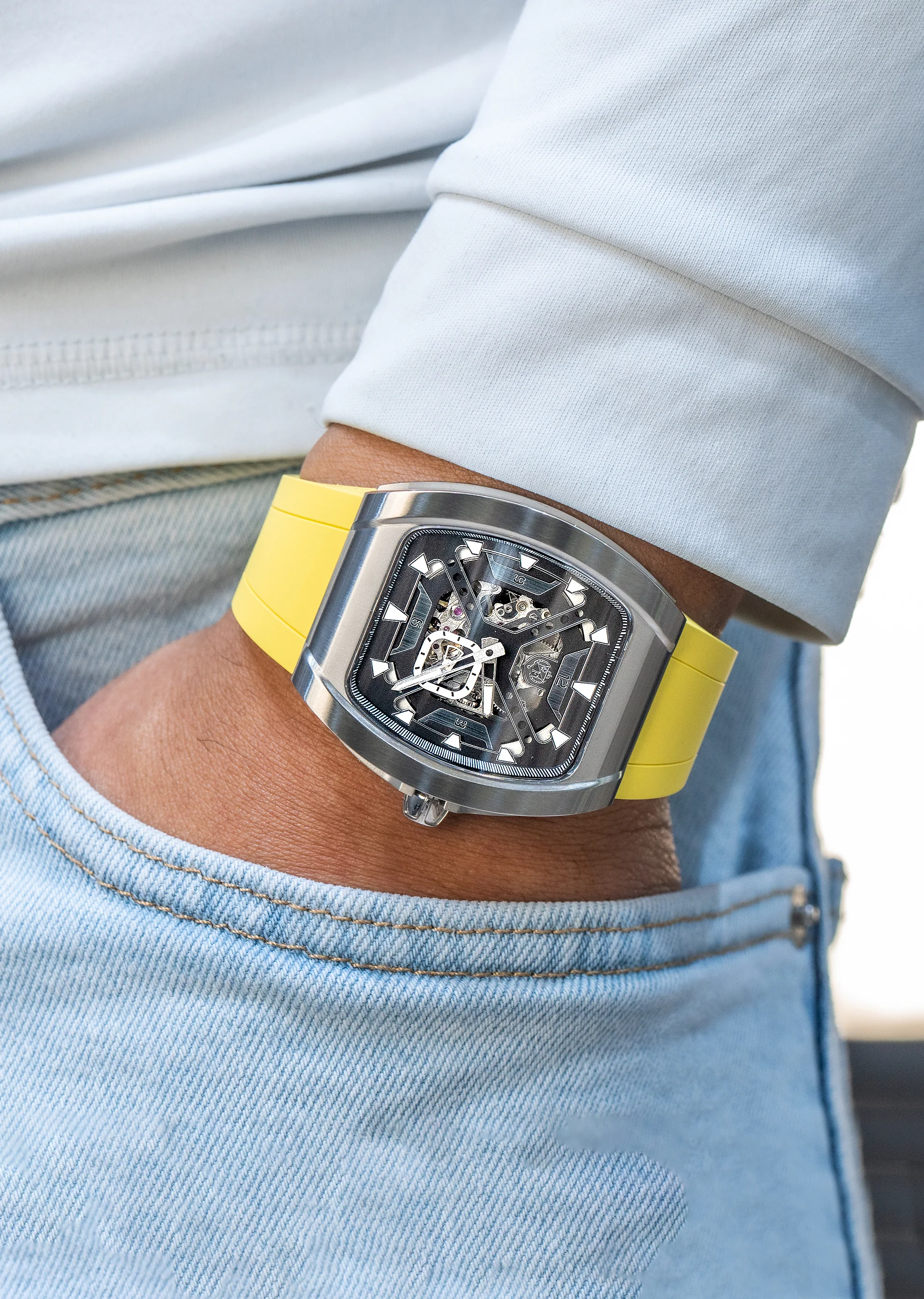 Frost NYC Mens Watch - Automatic Skeleton Stainless Steel Sport Watch | FRST-01-XS | Yellow - Image 2