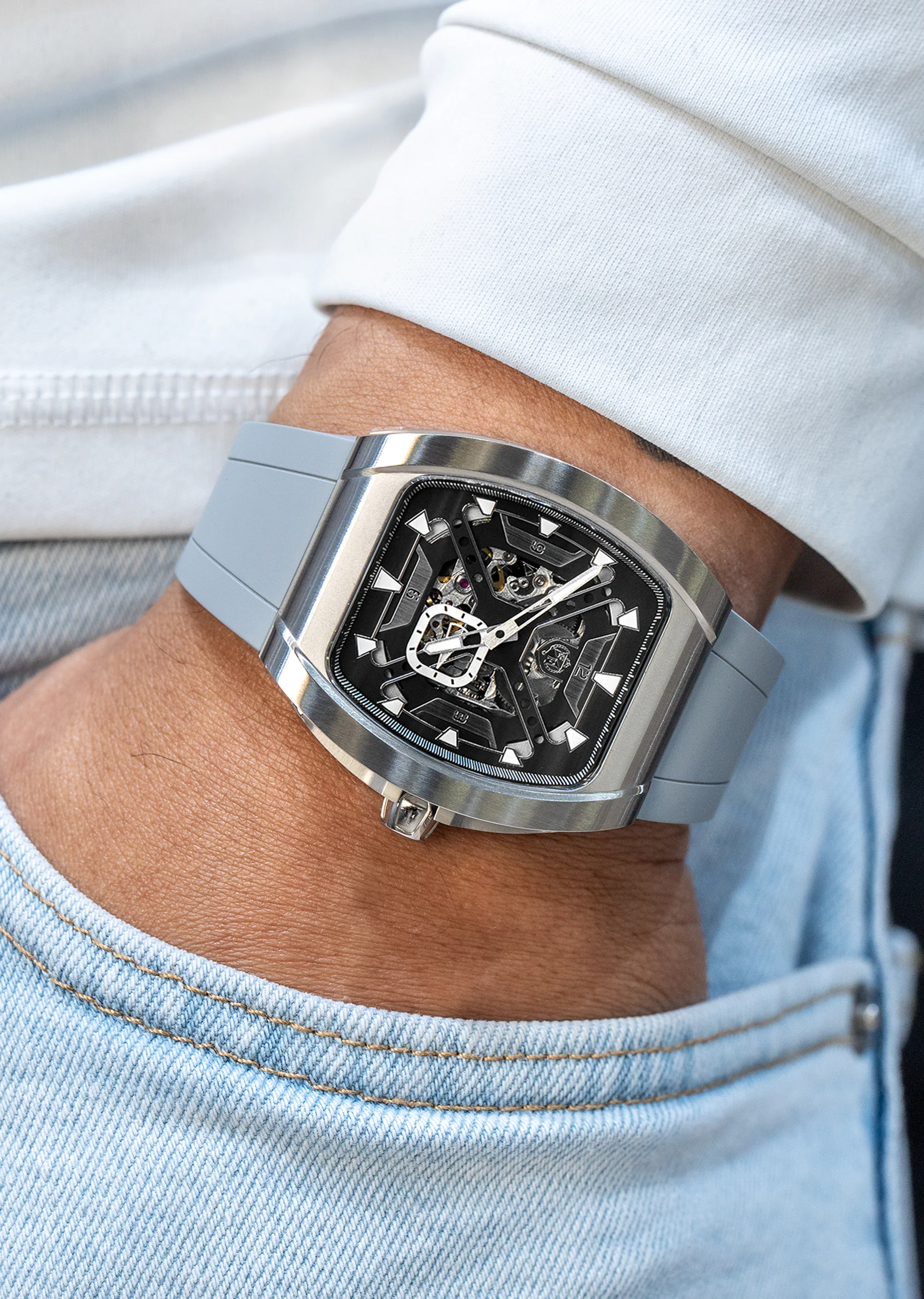 Frost NYC Mens Watch - Automatic Skeleton Stainless Steel Sport Watch | FRST-01-XS | Gray - Image 2