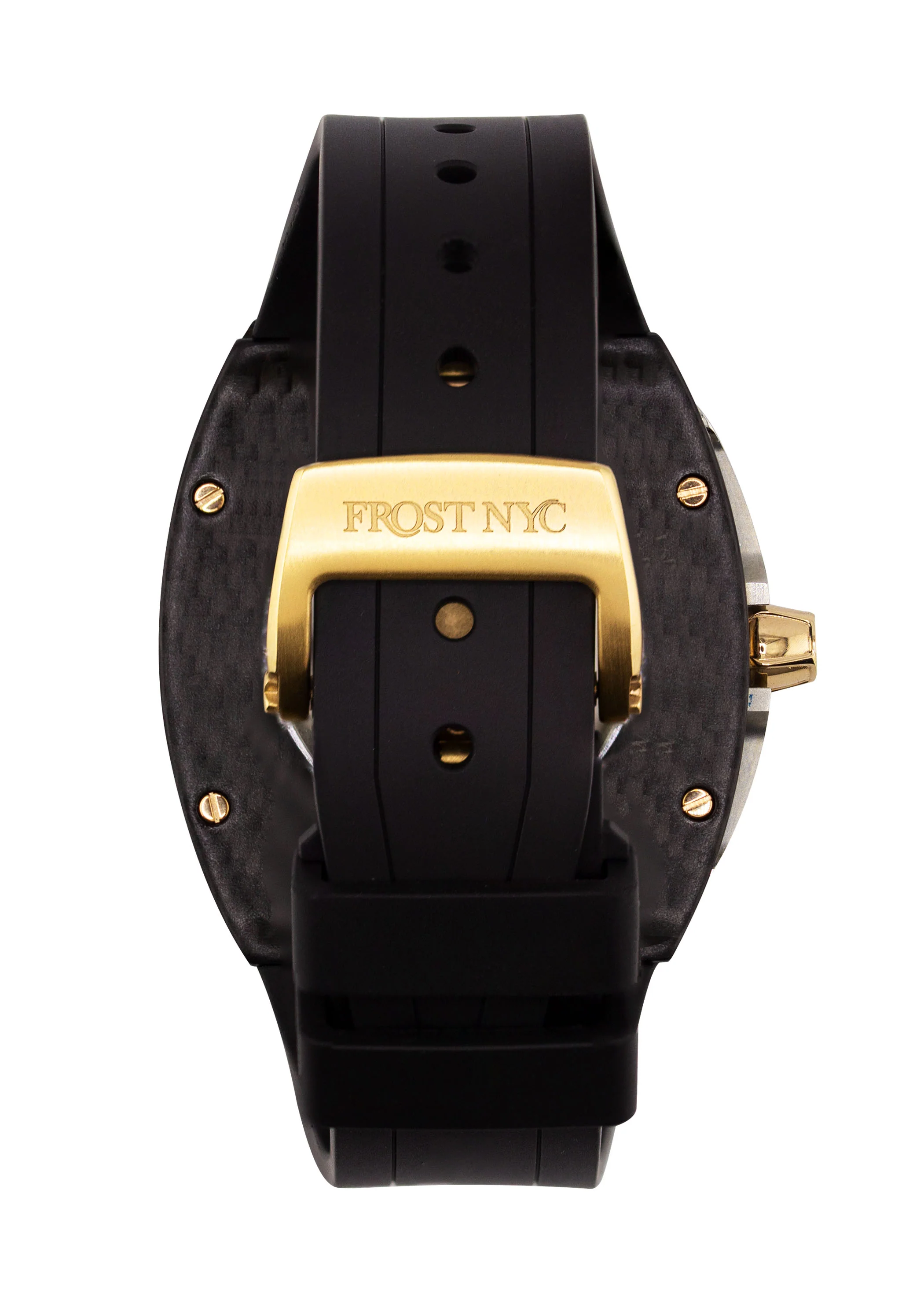 Frost NYC Mens Watch - Automatic Skeleton Carbon Fiber Sport Gold Watch | FRST-01-CFY| Black - Image 5
