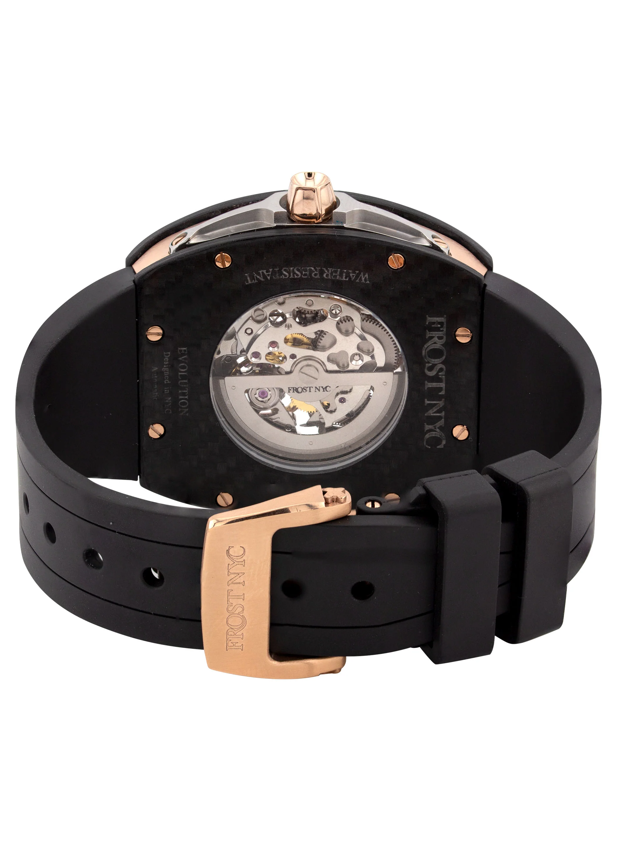 Frost NYC Mens Watch - Automatic Skeleton Carbon Fiber Rose Sport Watch | FRST-01-CFR | Black - Image 10