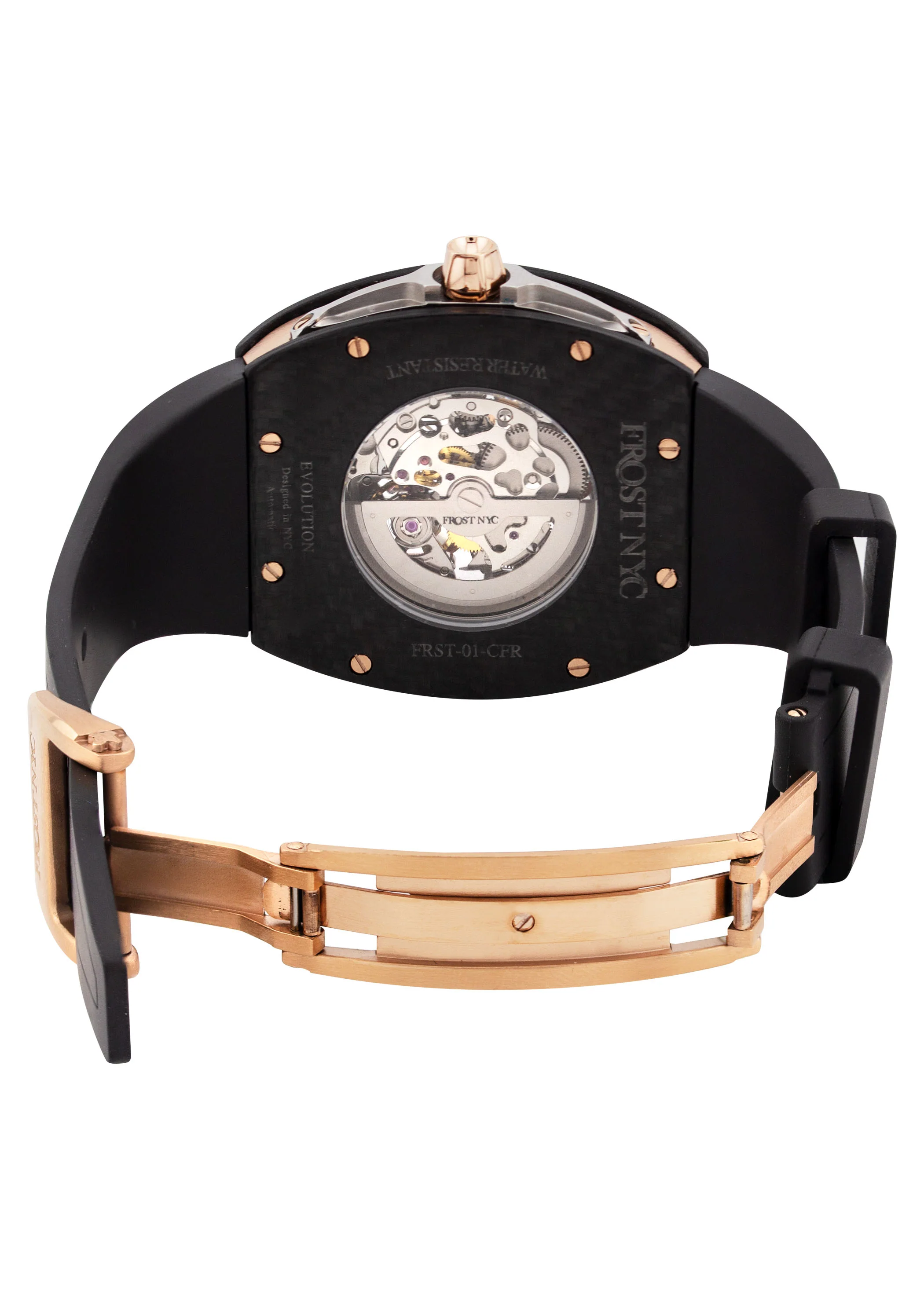Frost NYC Mens Watch - Automatic Skeleton Carbon Fiber Rose Sport Watch | FRST-01-CFR | Black - Image 9