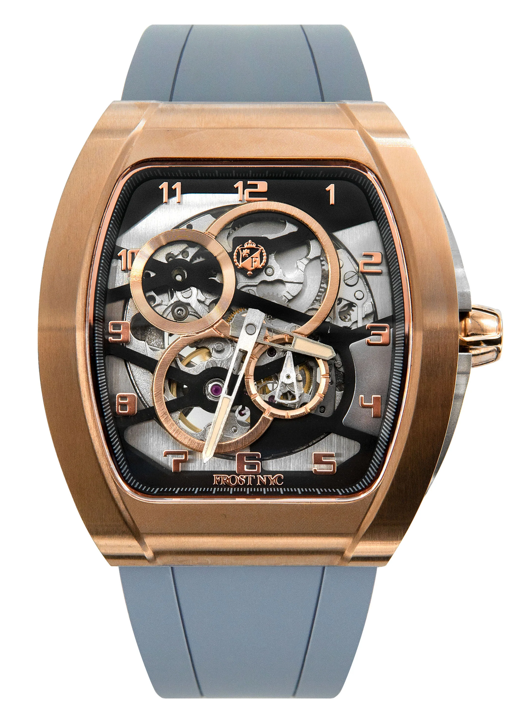 Frost NYC Mens Watch - Automatic Skeleton Rose Sport Watch | FRST-01-RC | Gray