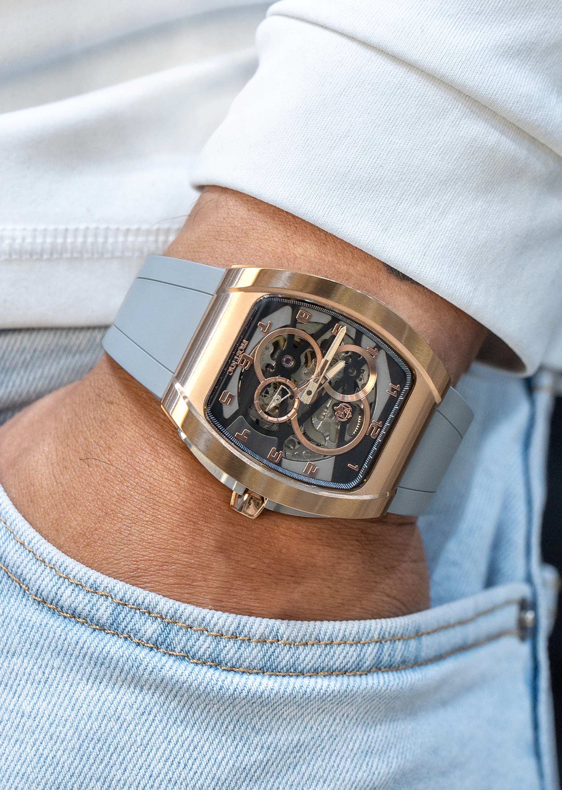 Frost NYC Mens Watch - Automatic Skeleton Rose Sport Watch | FRST-01-RC | Gray - Image 2