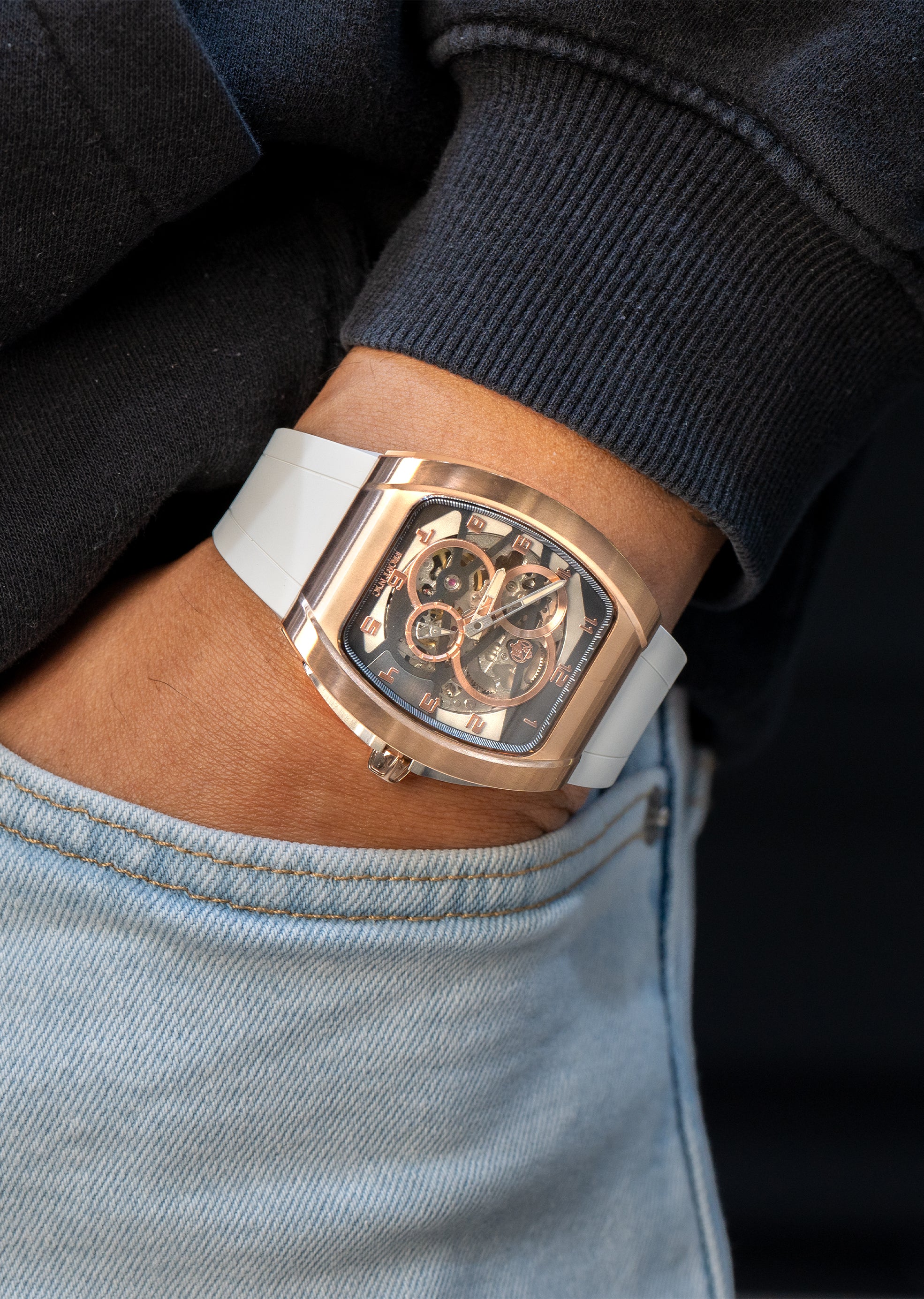 Frost NYC Mens Watch - Automatic Skeleton Rose Sport Watch | FRST-01-RC | White - Image 2