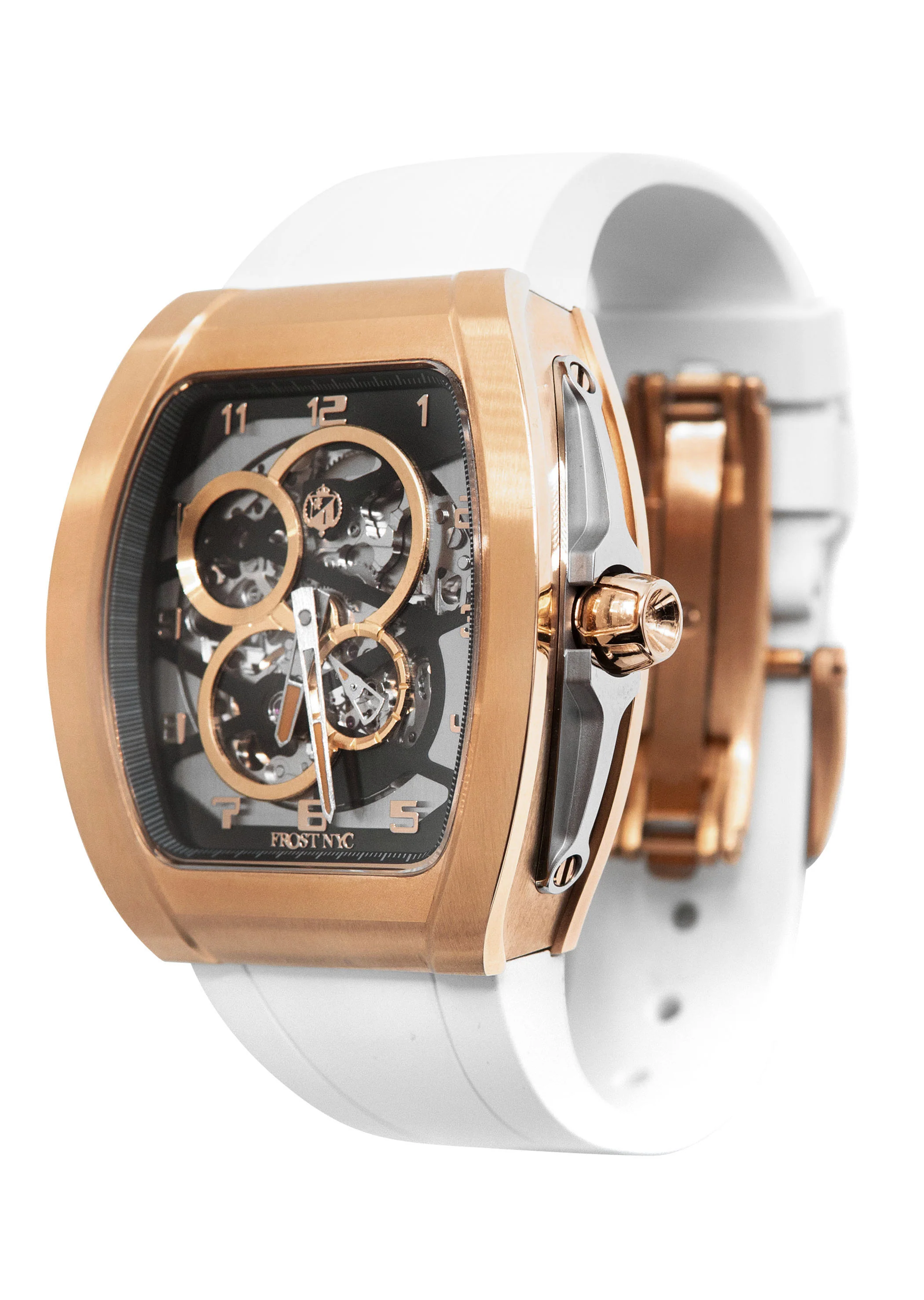 Frost NYC Mens Watch - Automatic Skeleton Rose Sport Watch | FRST-01-RC | White - Image 6